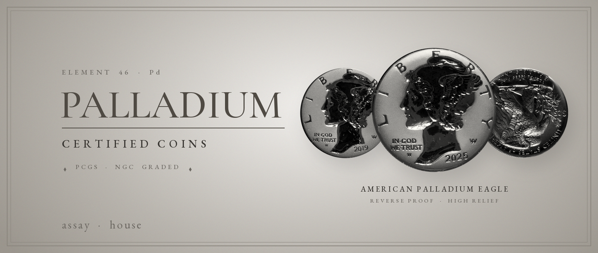 Palladium certified coins - American Palladium Eagle, reverse proof and high relief
