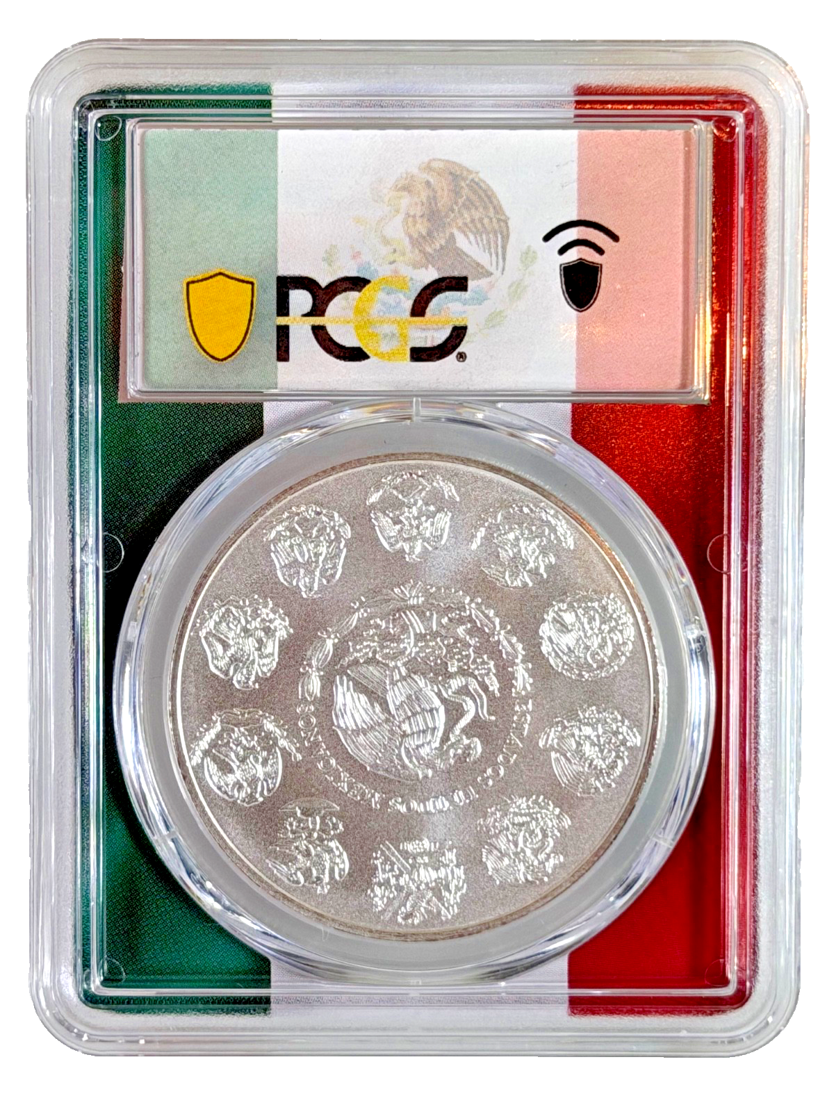 🇲🇽 2023-Mo Mexico 1 oz Silver Libertad PCGS MS70 – Flag Picture Frame Label