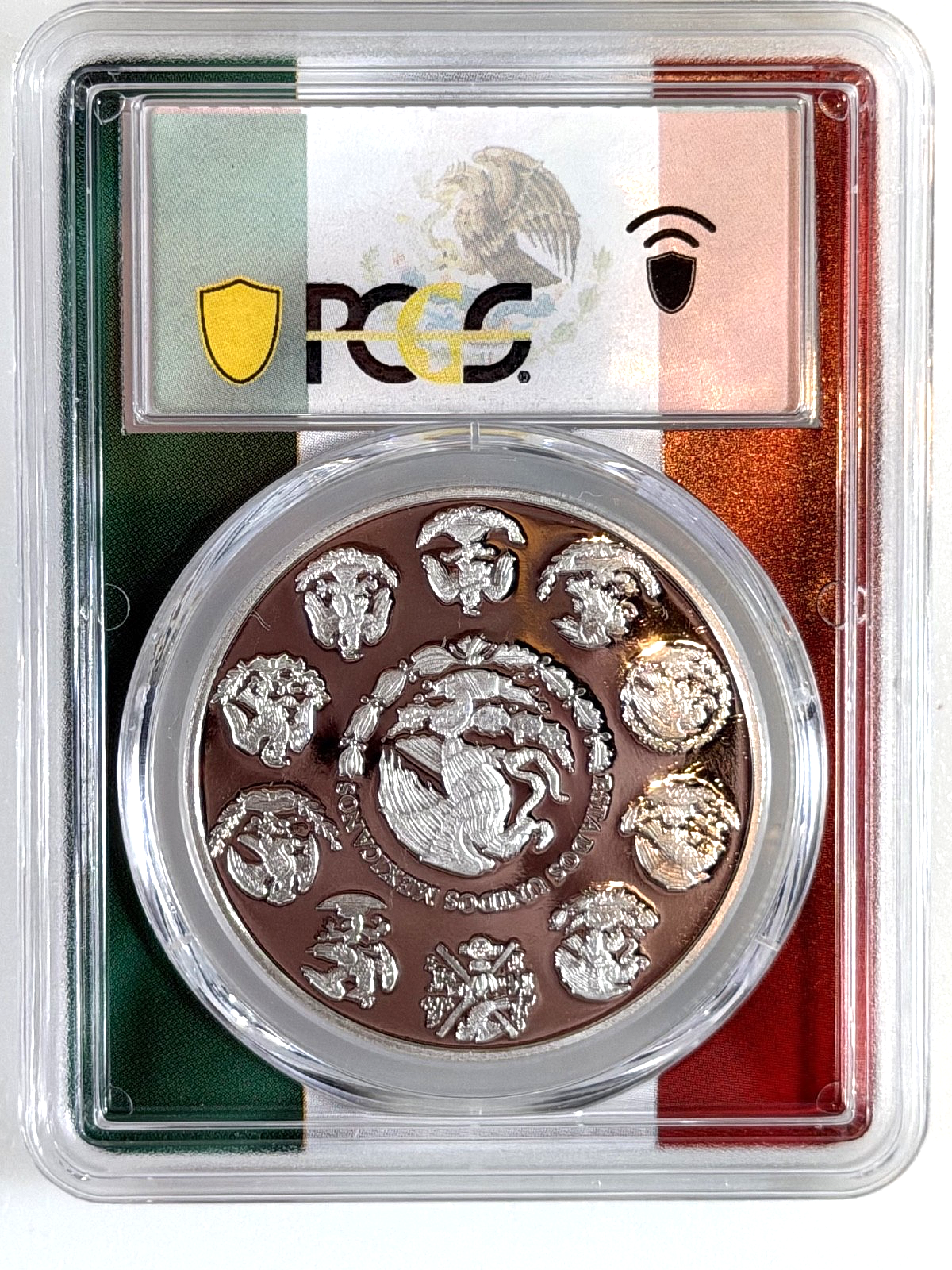🇲🇽 2024-Mo Mexico 1 oz Silver Libertad PCGS PR70 DCAM – Flag Picture Frame
