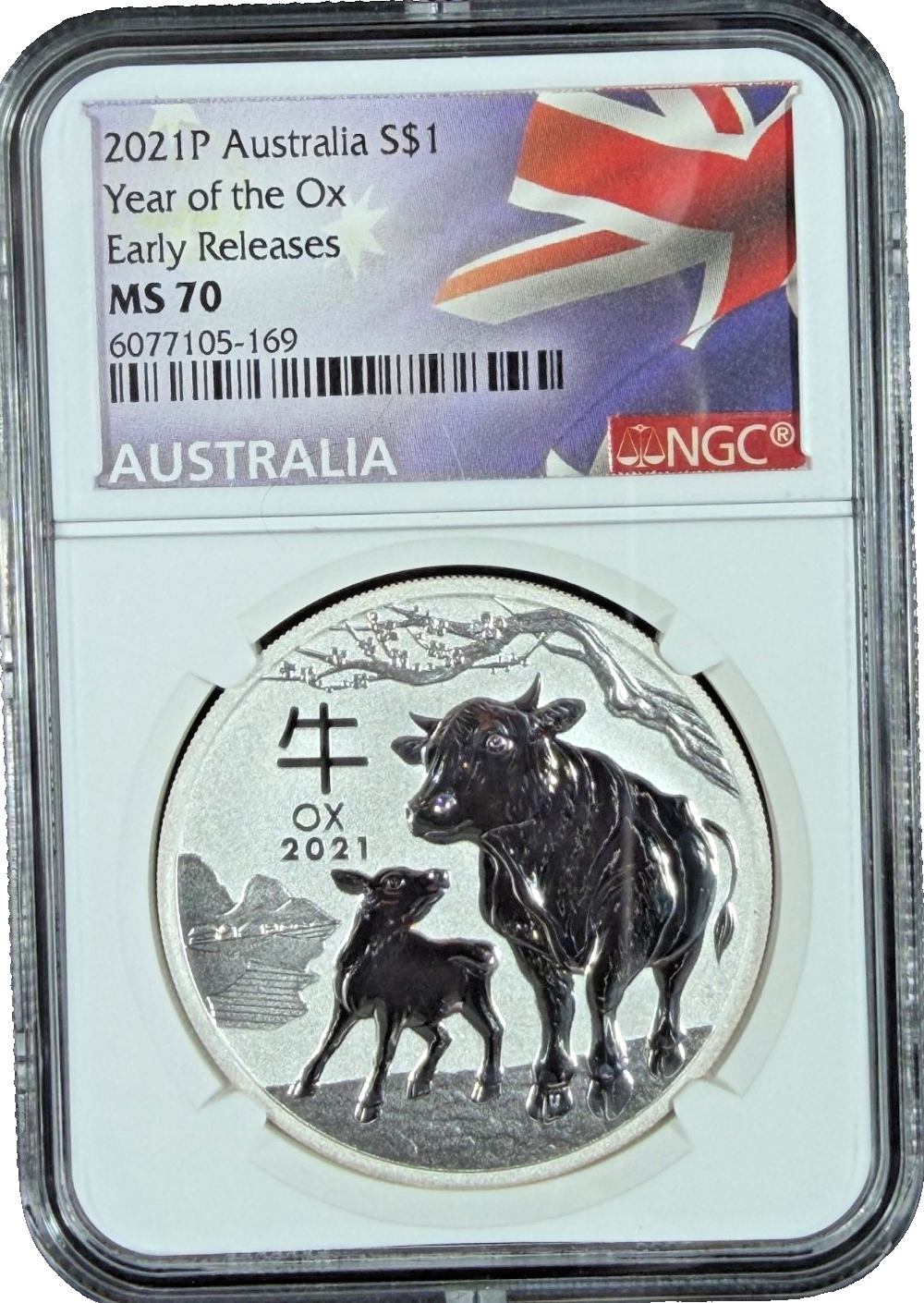 🇦🇺 2021-P Australia 1 oz Silver Lunar III Ox $1 NGC MS70 Early Releases