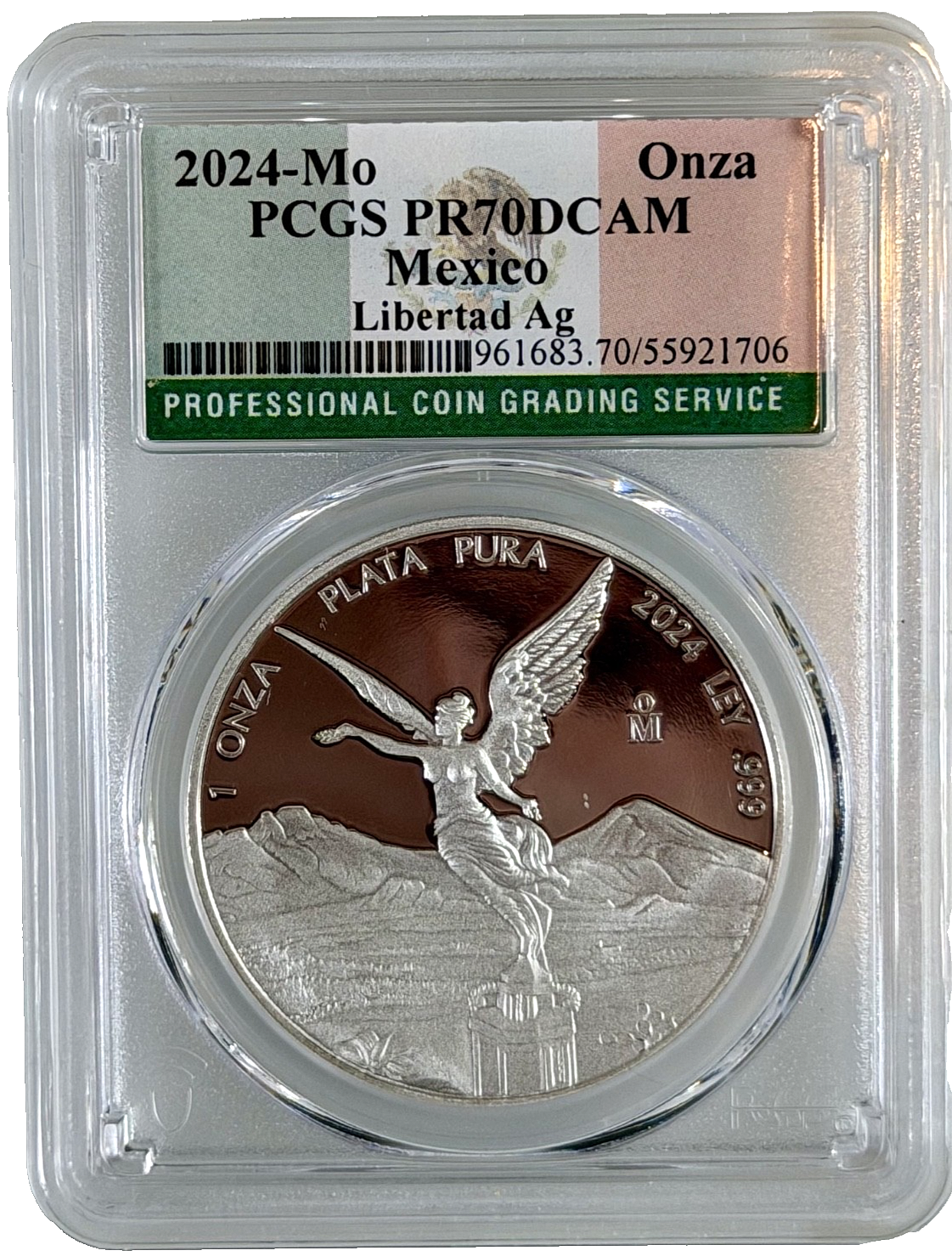 🇲🇽 2024 Mexico 1oz Silver Libertad PCGS PR70 DCAM Flag Label