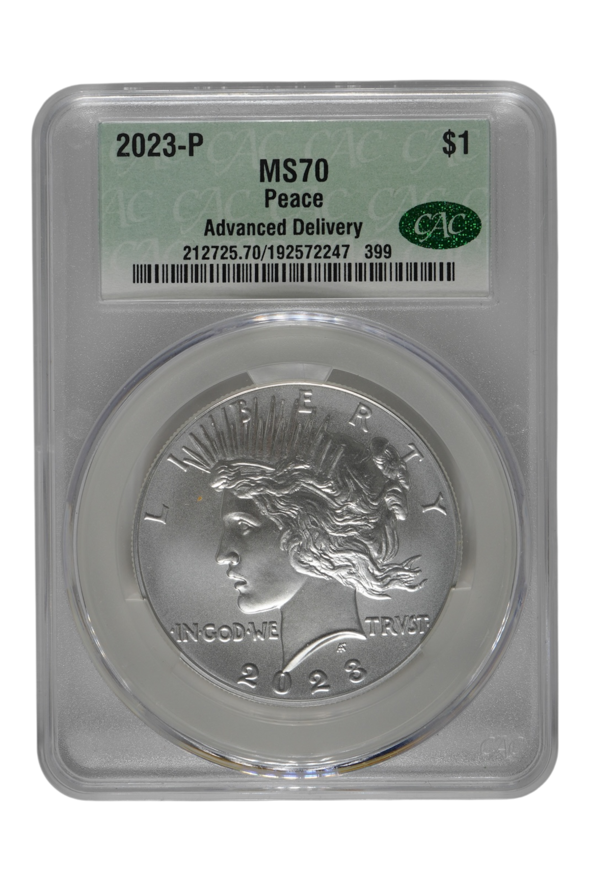 2023 0.8591 oz Silver United States Peace Dollar CACG MS-70 AD