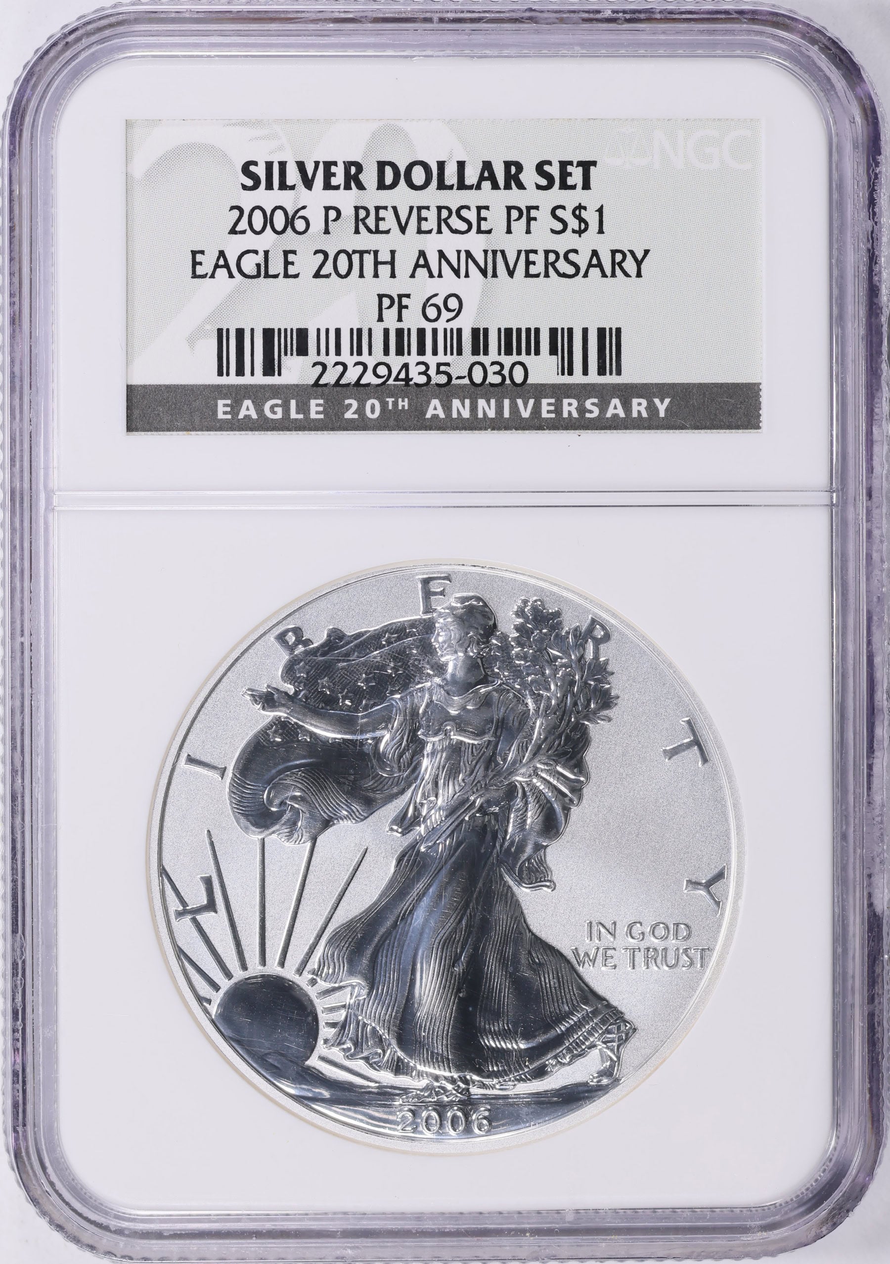 2006-P $1 Silver Eagle 20th Anniversary Reverse Proof NGC Proof-69