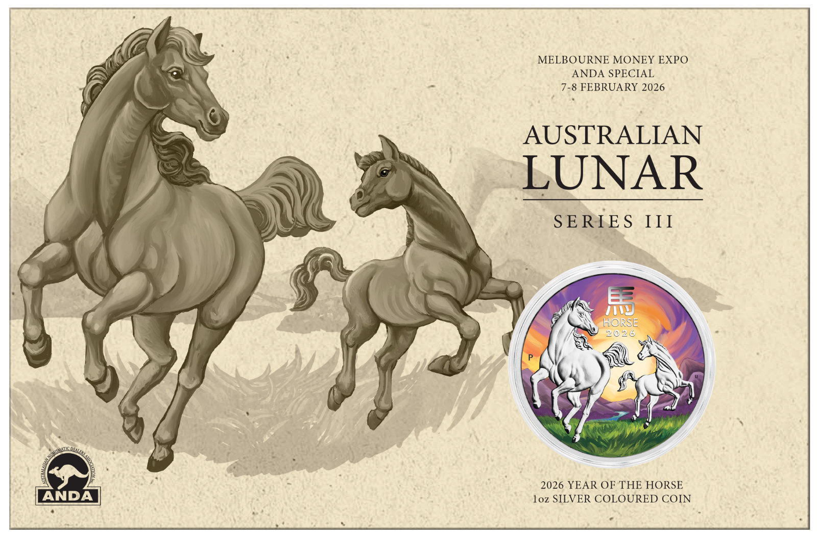 2026 1 oz Silver Australia Lunar Horse BU Colorized