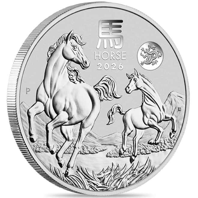 2026 1 oz Silver Australia Lunar Horse Dragon Privy BU