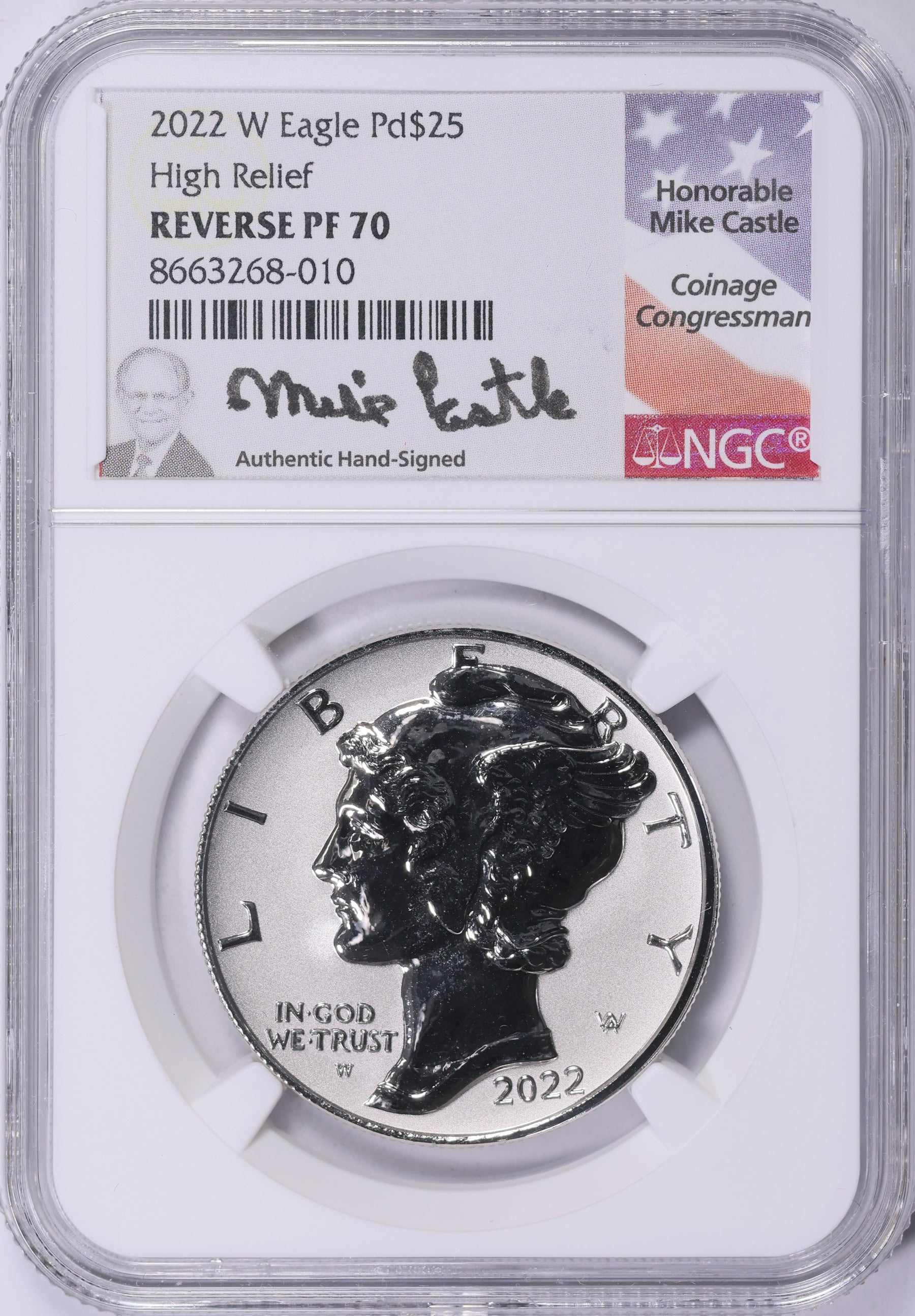 2022-W $25 American Liberty Palladium Reverse Proof NGC Proof-70 (Mike Castle Signed Label)