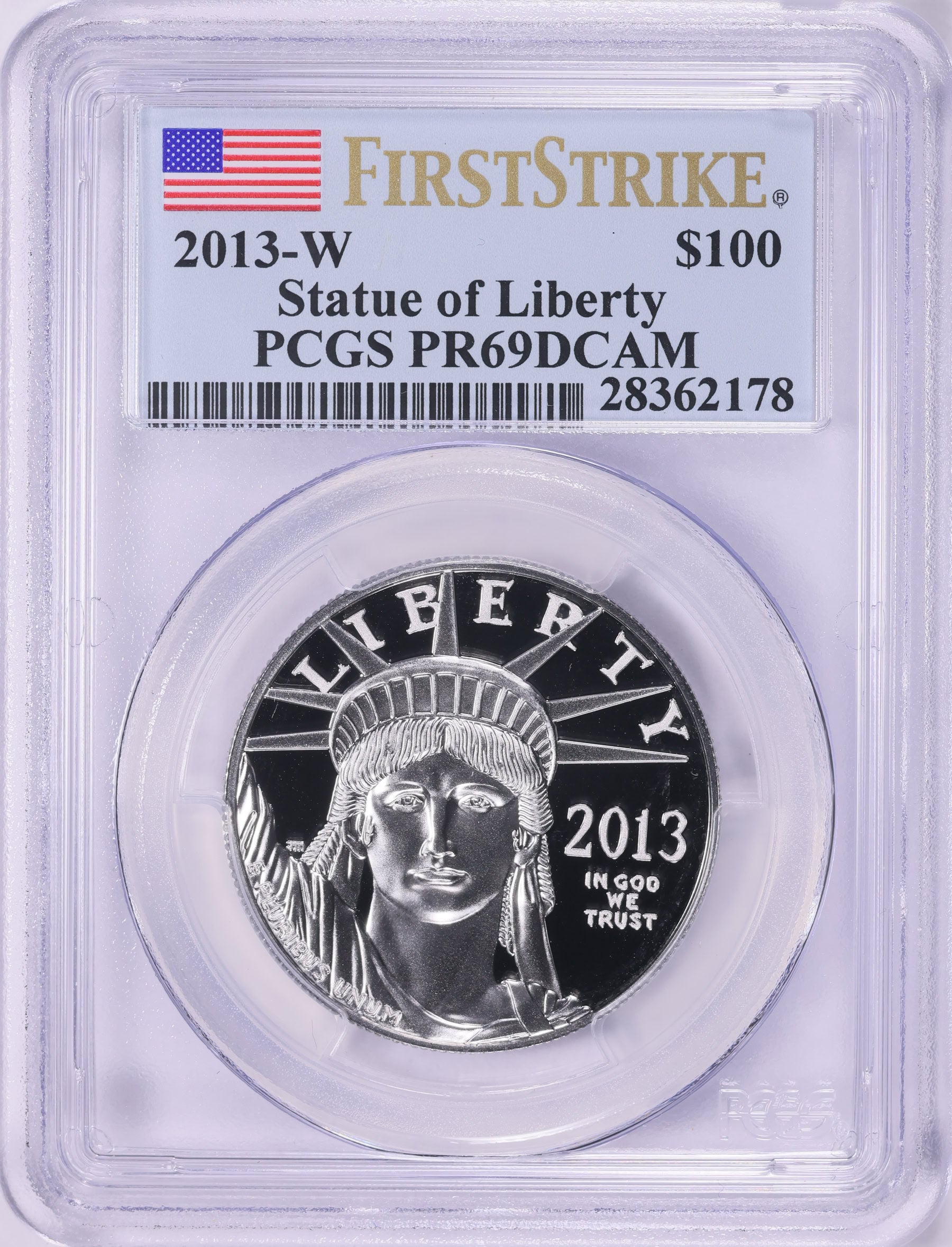 2013-W $100 One-Ounce Platinum American Eagle First Strike PCGS Proof-69 DCAM
