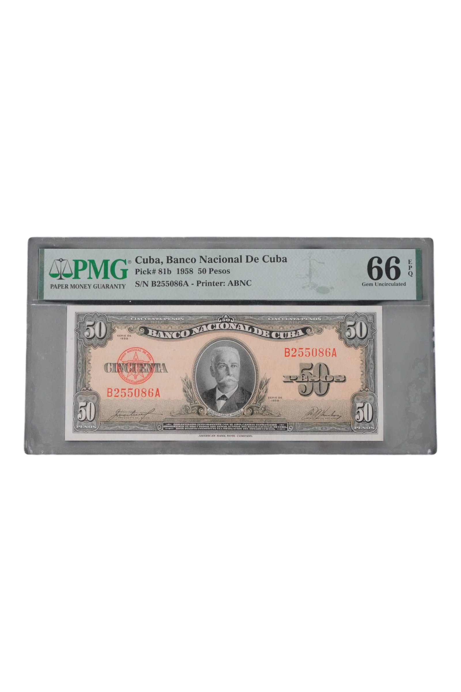 1958 Cuba Banknote 50 Pesos PMG 66 EPQ