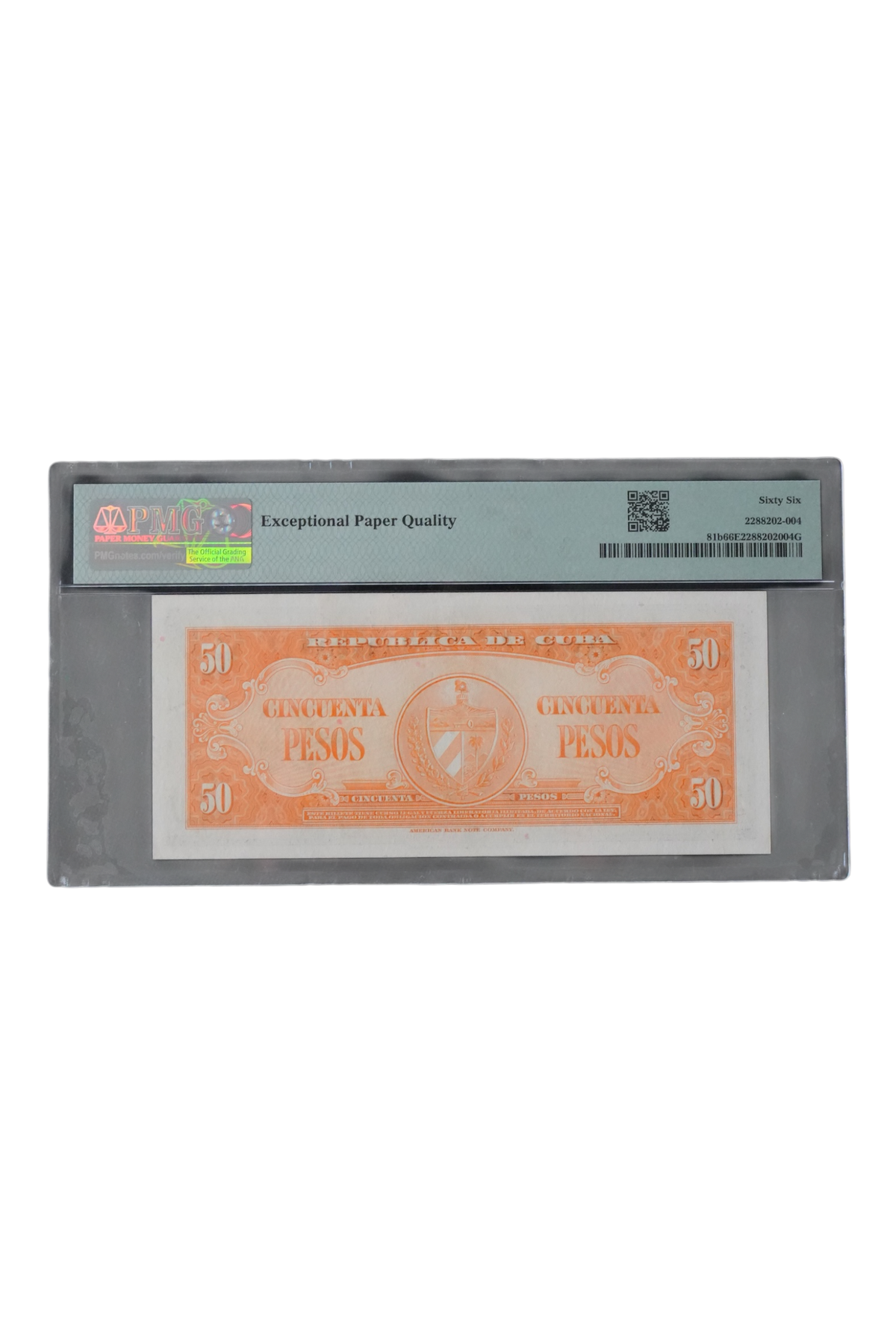 1958 Cuba Banknote 50 Pesos PMG 66 EPQ