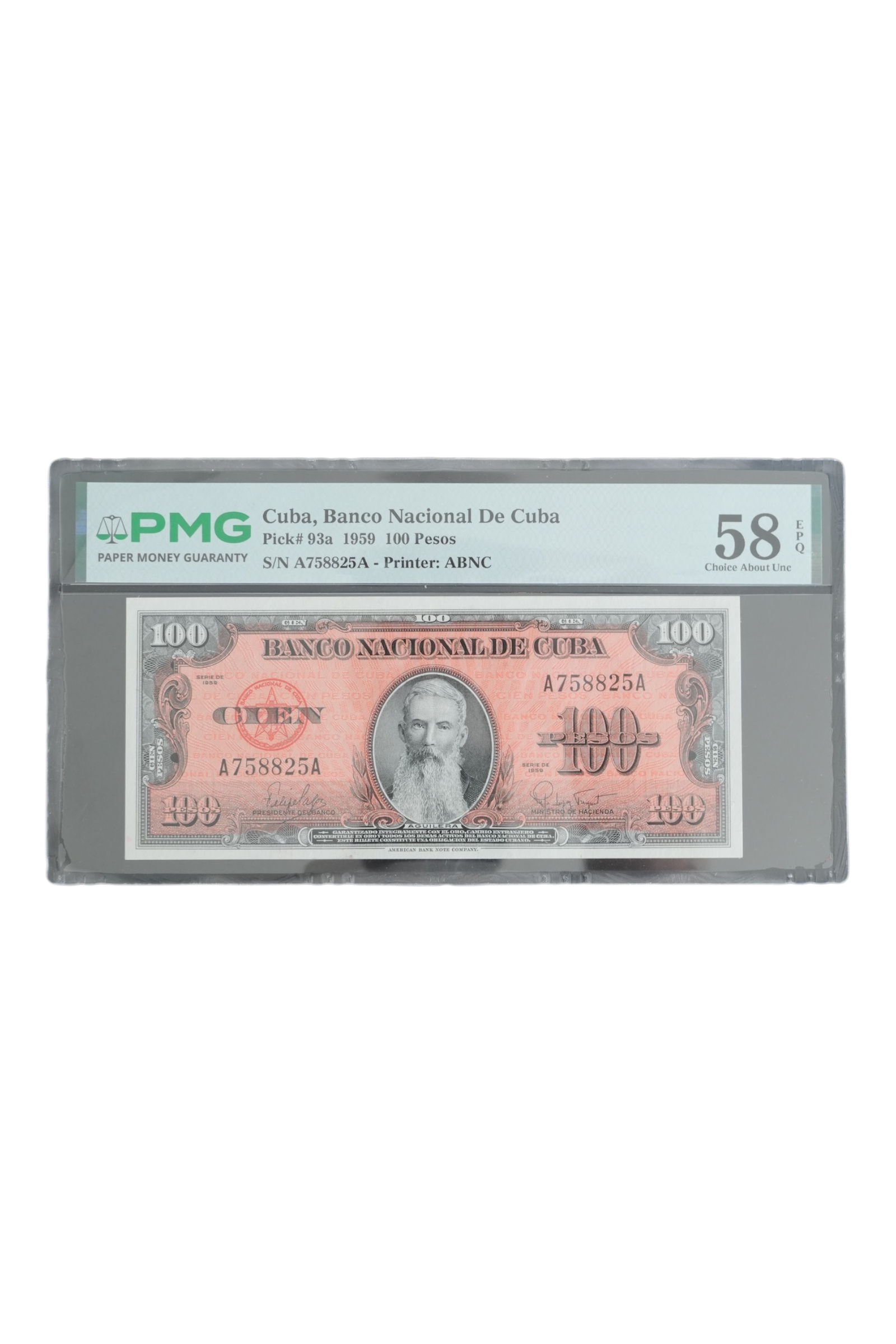 1959 Cuba Banknote 100 Pesos PMG 58 EPQ