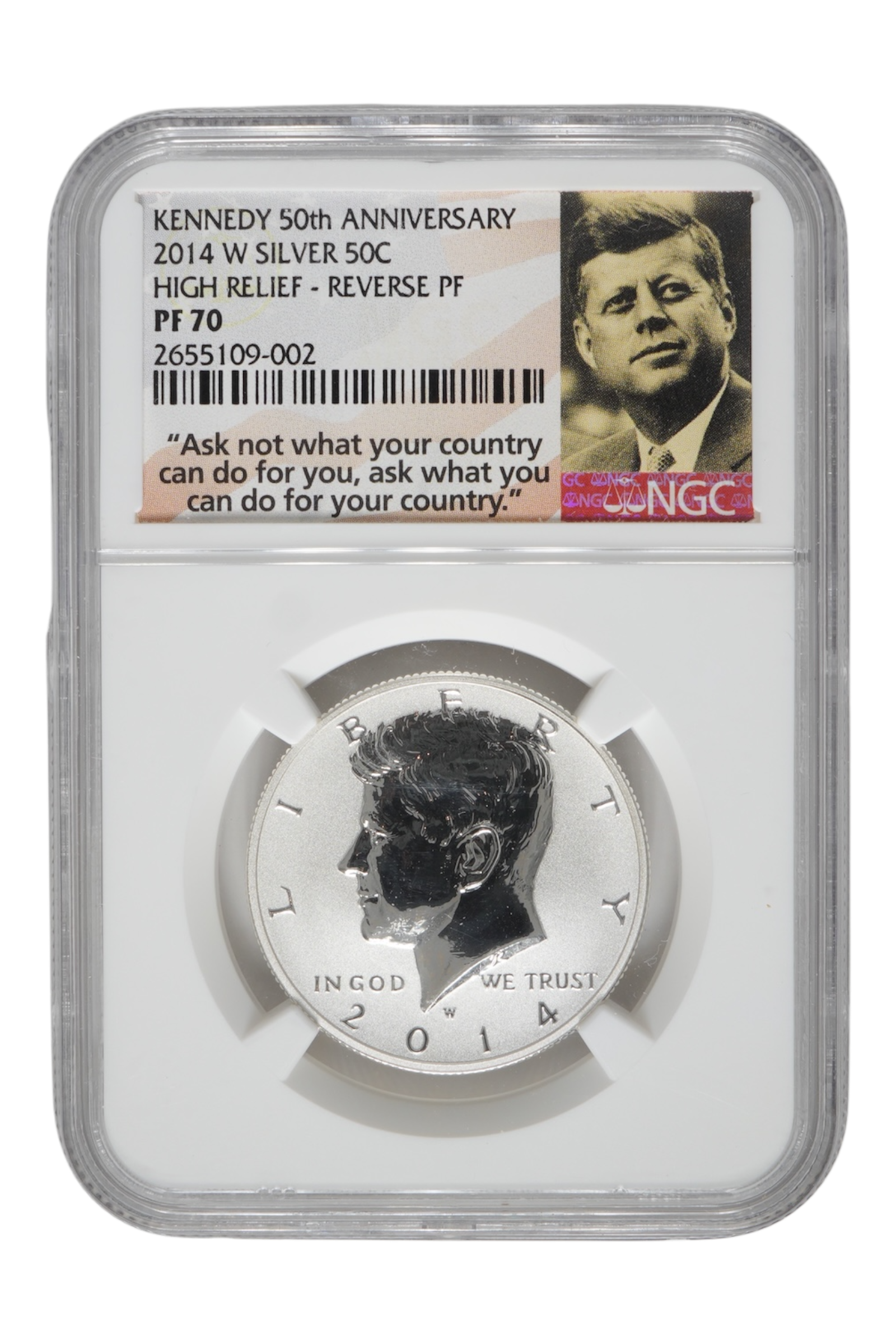 2014-W 0.3617 oz Silver Kennedy Half Dollar 50th Anniv NGC PF 70 Rev Proof