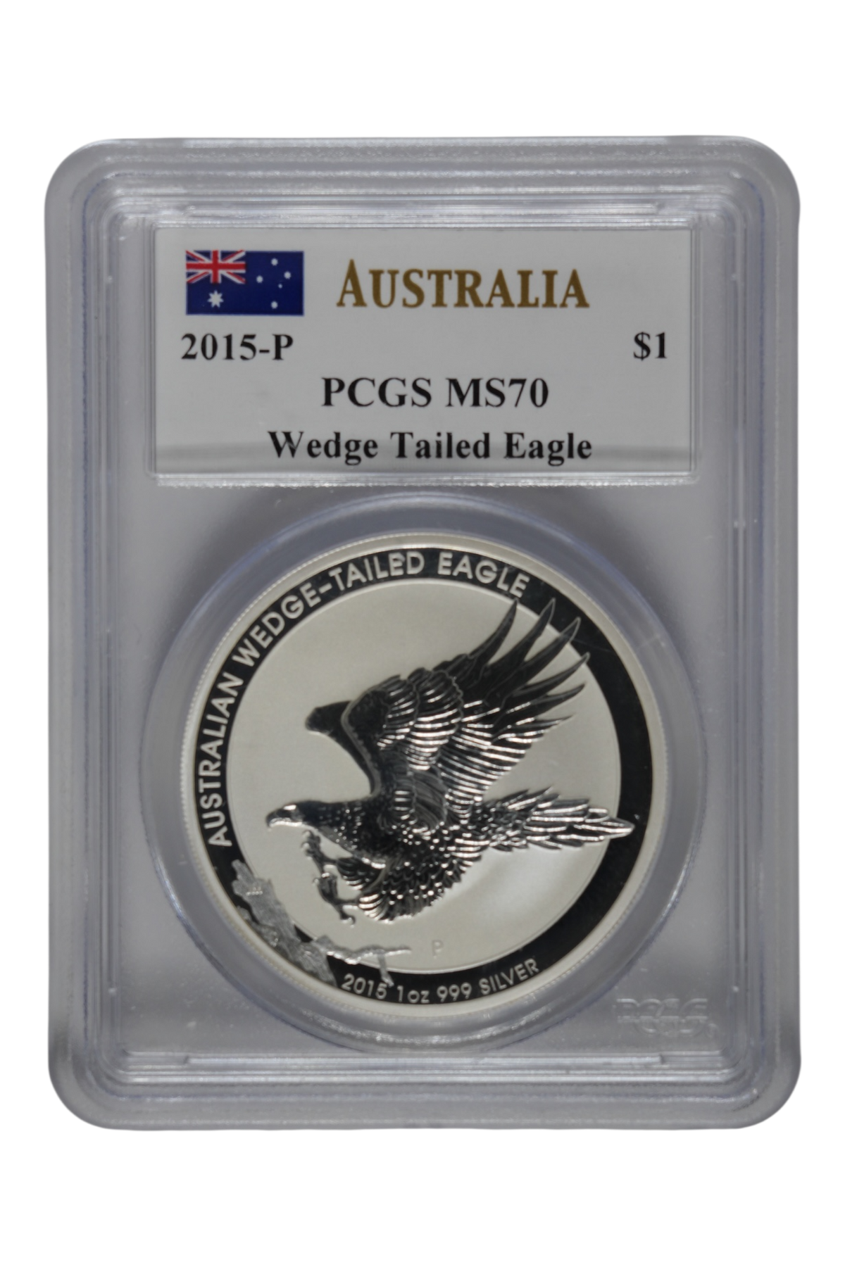 2015-P 1 oz Silver Australia Wedge-Tailed Eagle PCGS MS 70 (Mercanti Signed)