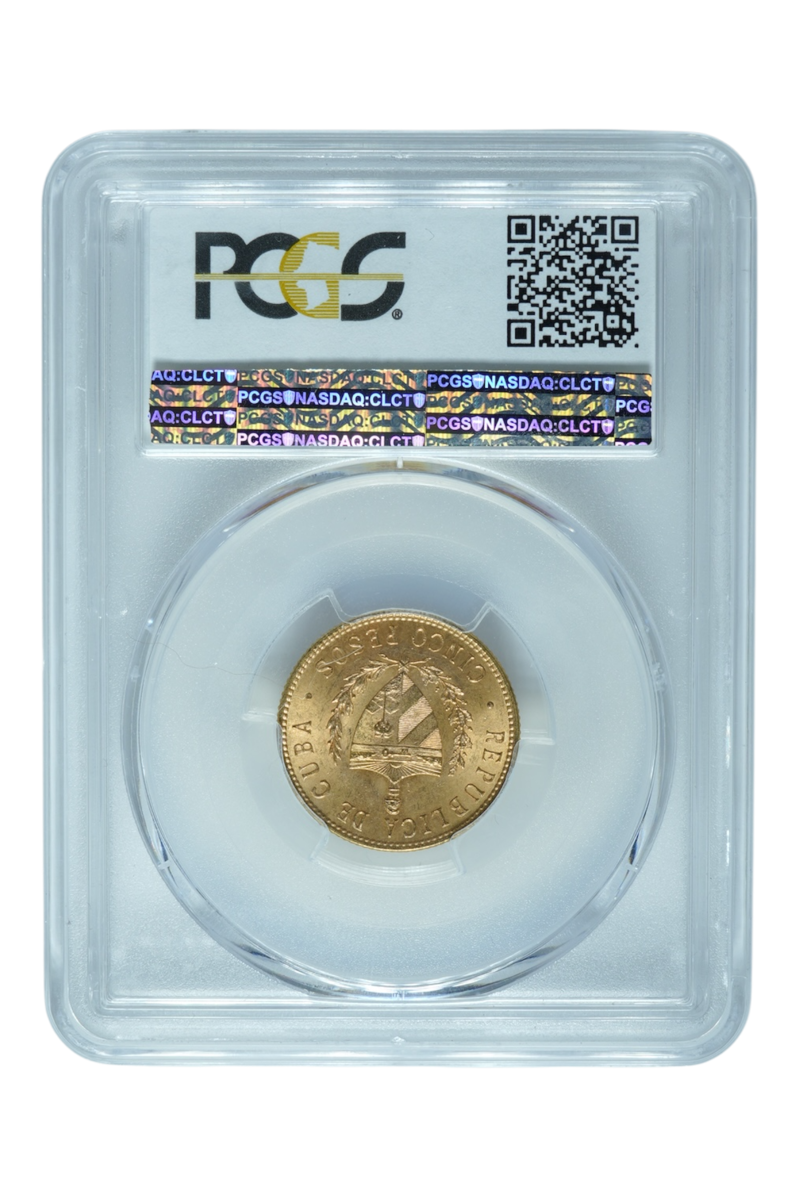 1916 0.2419 oz Gold Cuba 5 Pesos PCGS MS 64
