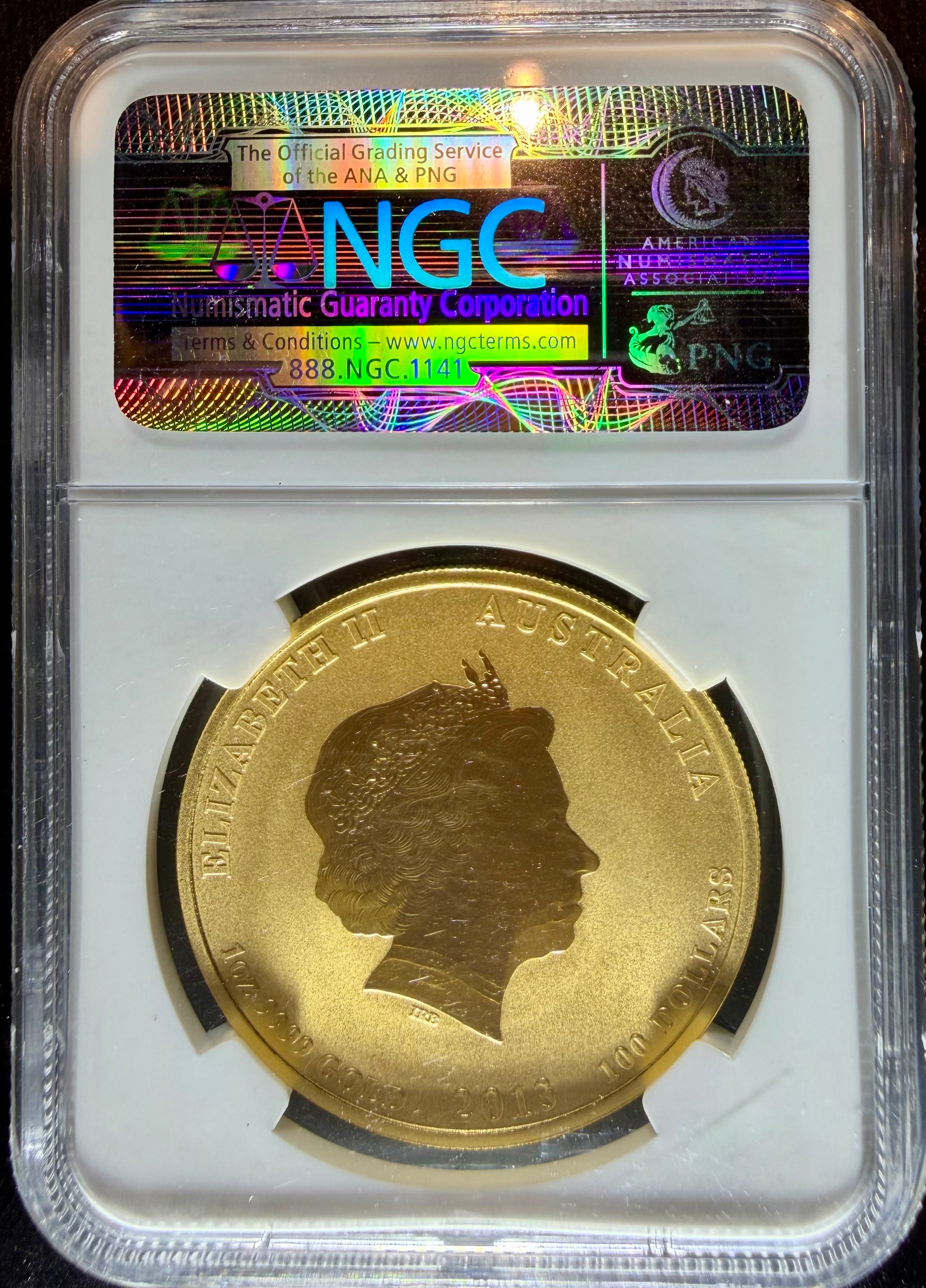 2013 1 oz Gold Australia Lunar Snake NGC MS 69 ER
