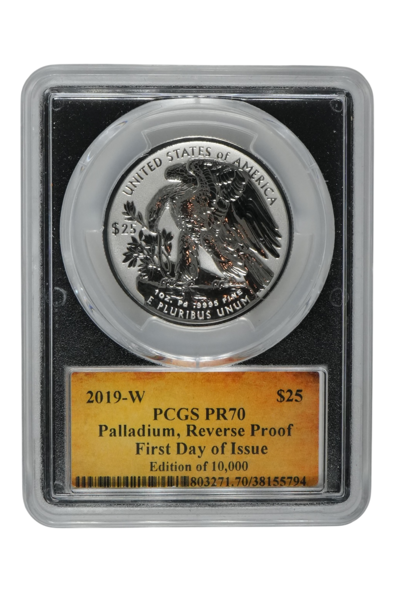 2019-W 1 oz American Palladium Eagle PCGS PR-70 FDI Rev Proof