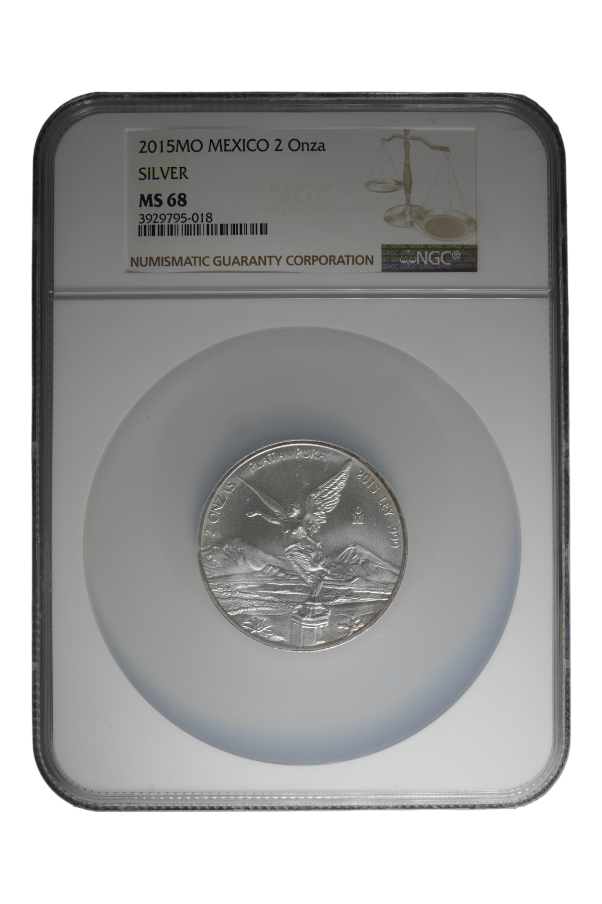 2015-Mo 2 oz Silver Mexico Libertad NGC MS 68