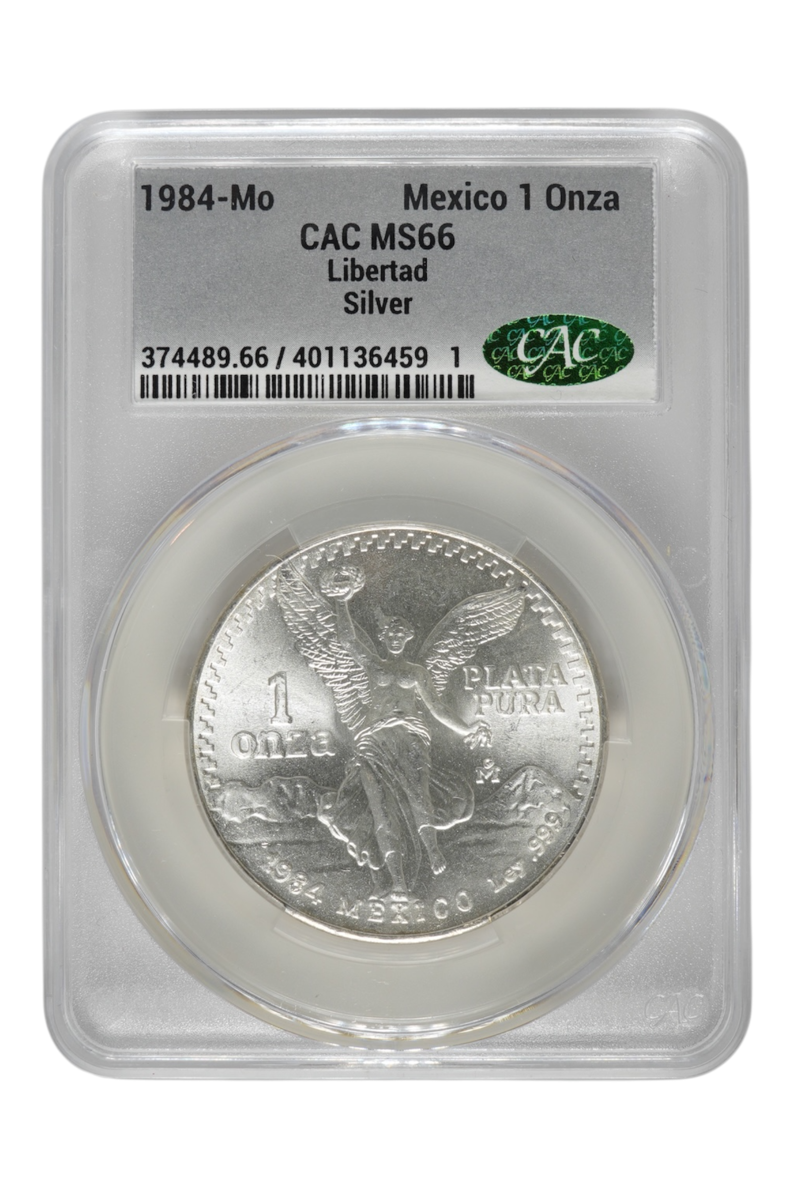 1984-Mo 1 oz Silver Mexico Libertad CACG MS 66