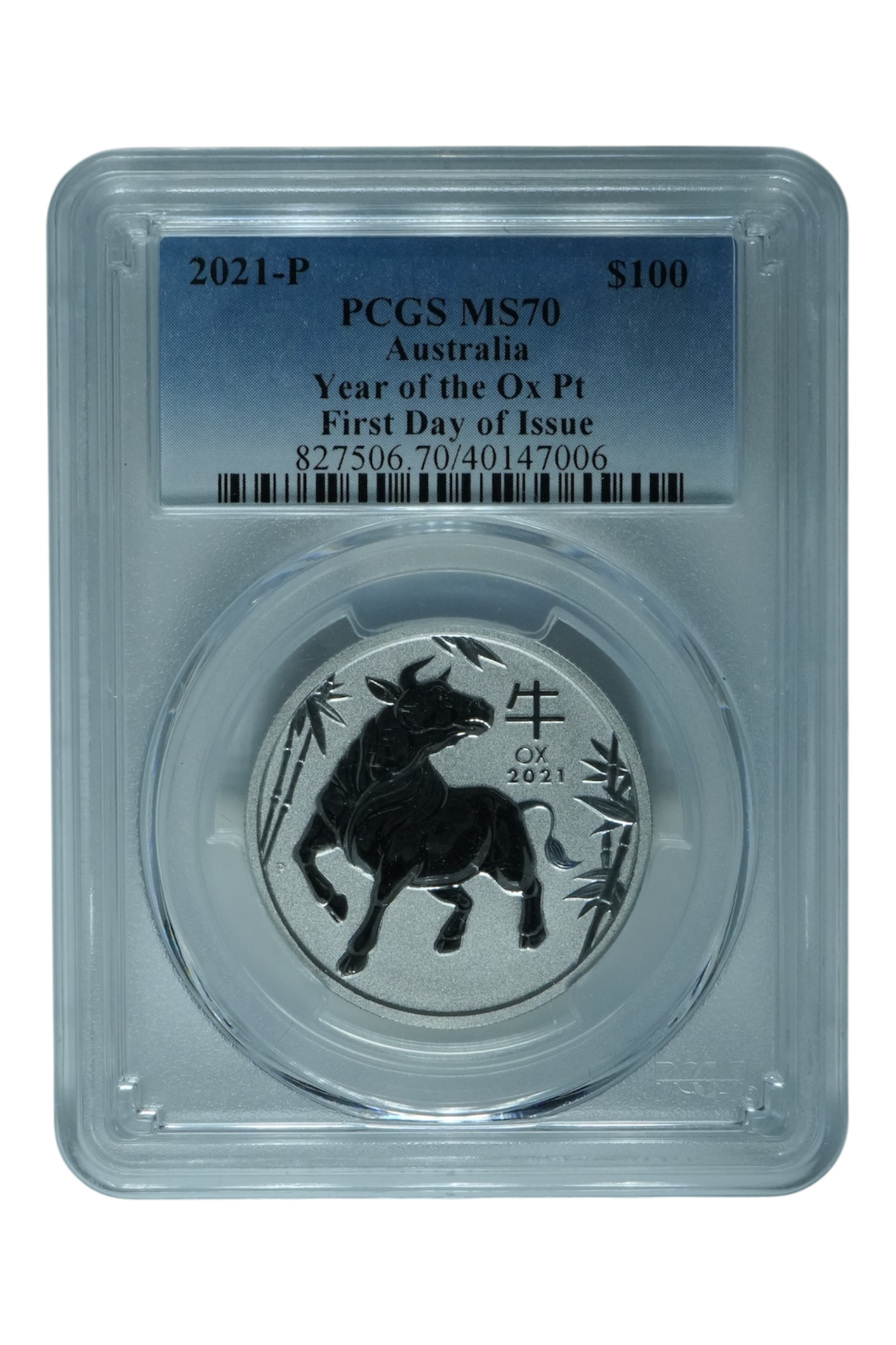 2021 1 oz Platinum Australia Lunar Ox PCGS MS-70 FDI