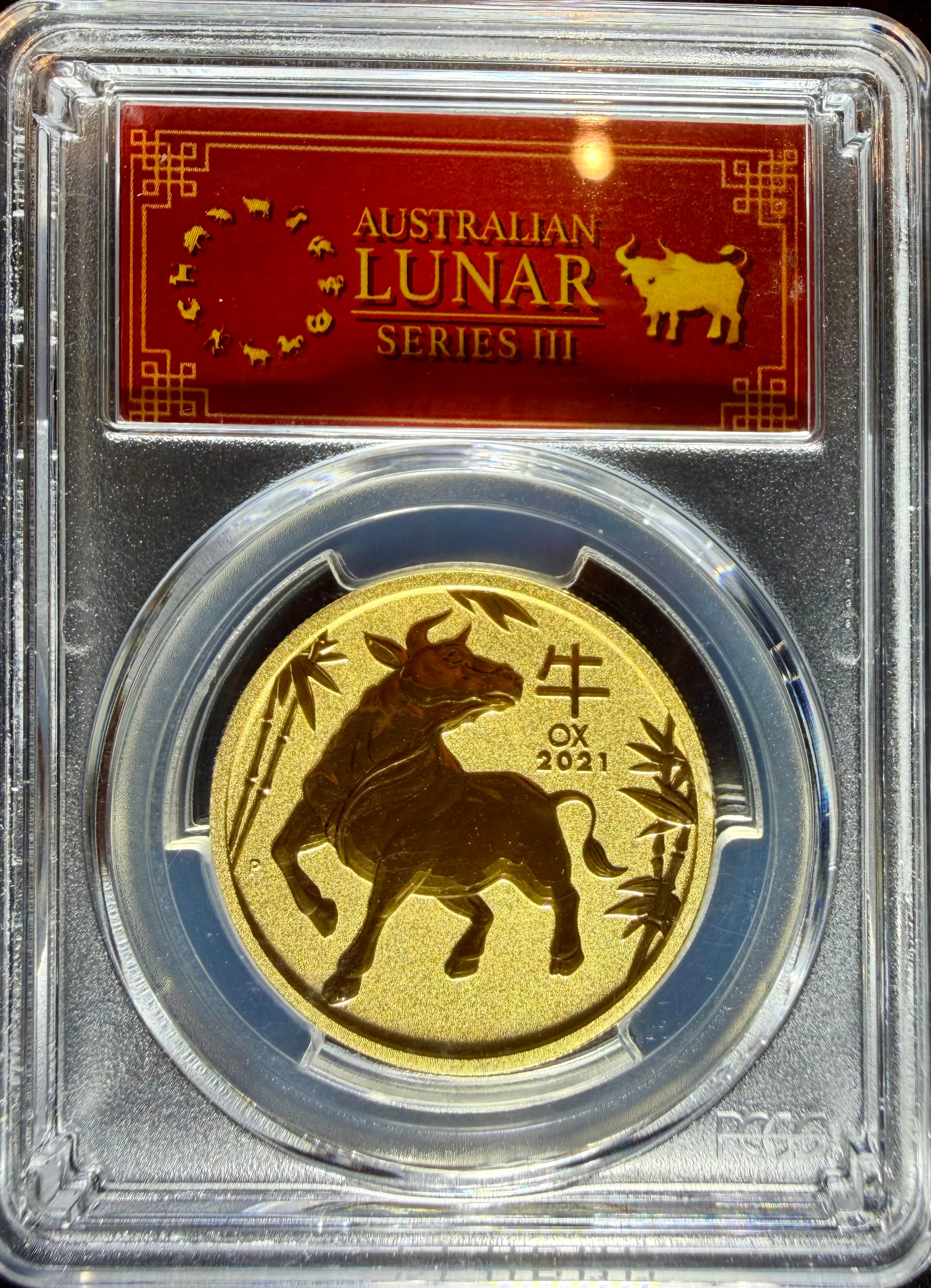 2021 1 oz Gold Australia Lunar Ox PCGS MS-70 FS