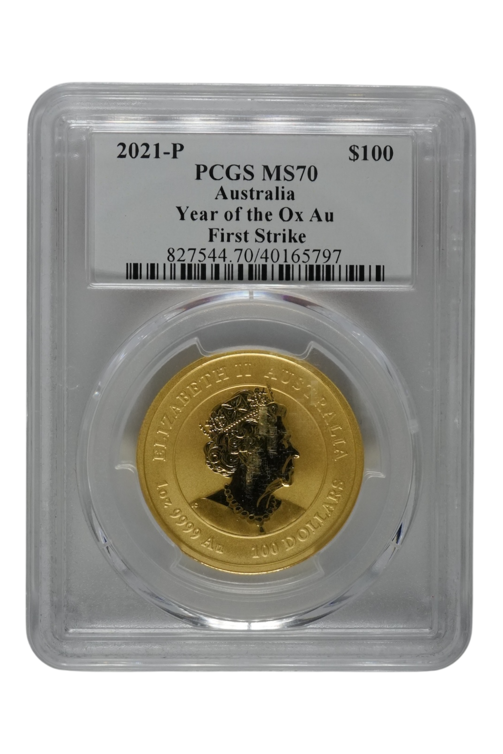 2021 1 oz Gold Australia Lunar Ox PCGS MS-70 FS