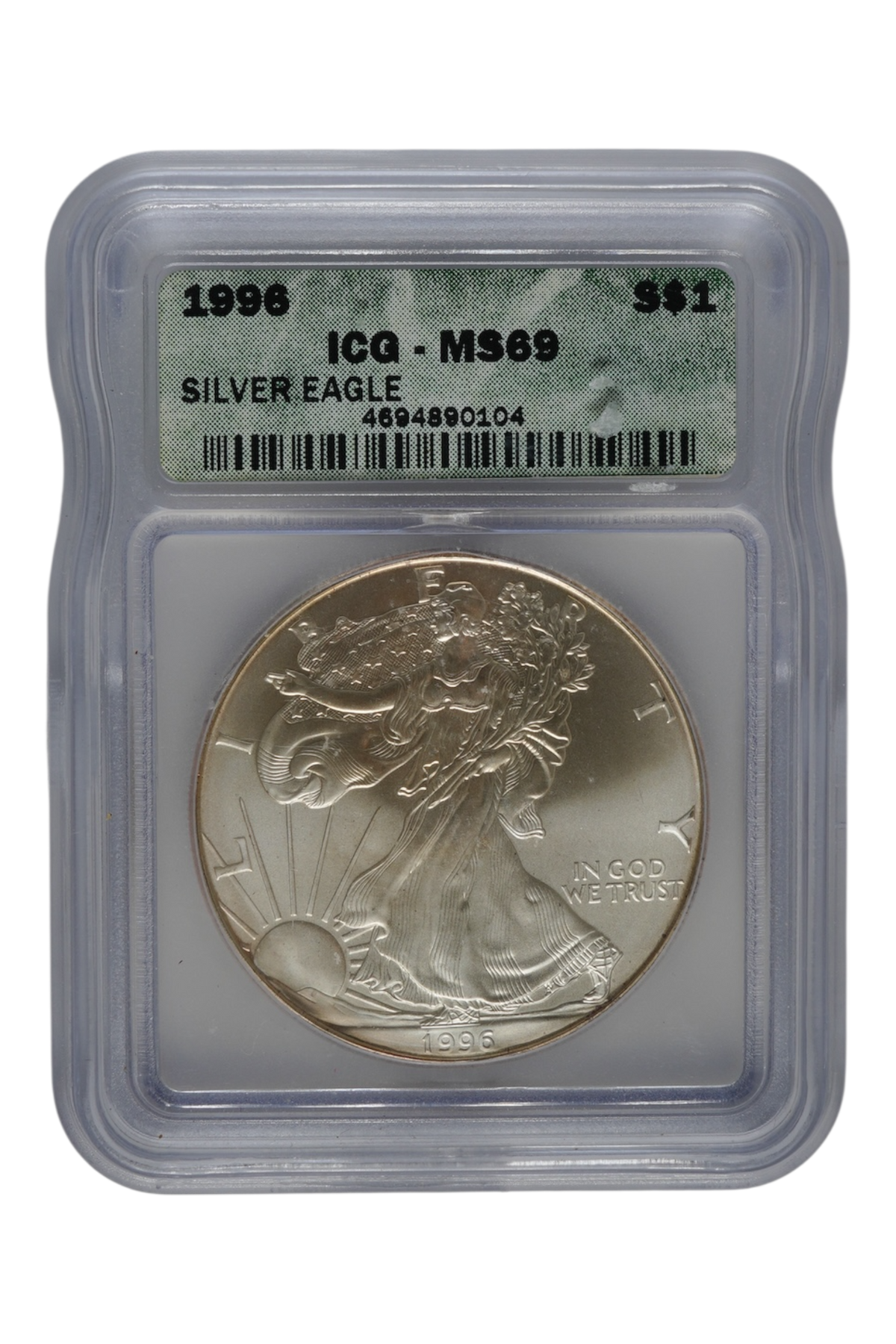 1996 1 oz American Silver Eagle ICG MS 69