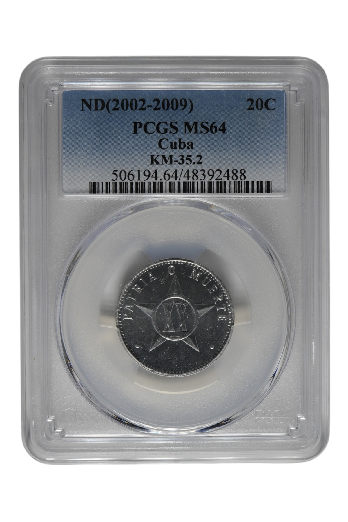 Cuba ND (2002-09) 20 Centavos KM-35.2 PCGS MS-64
