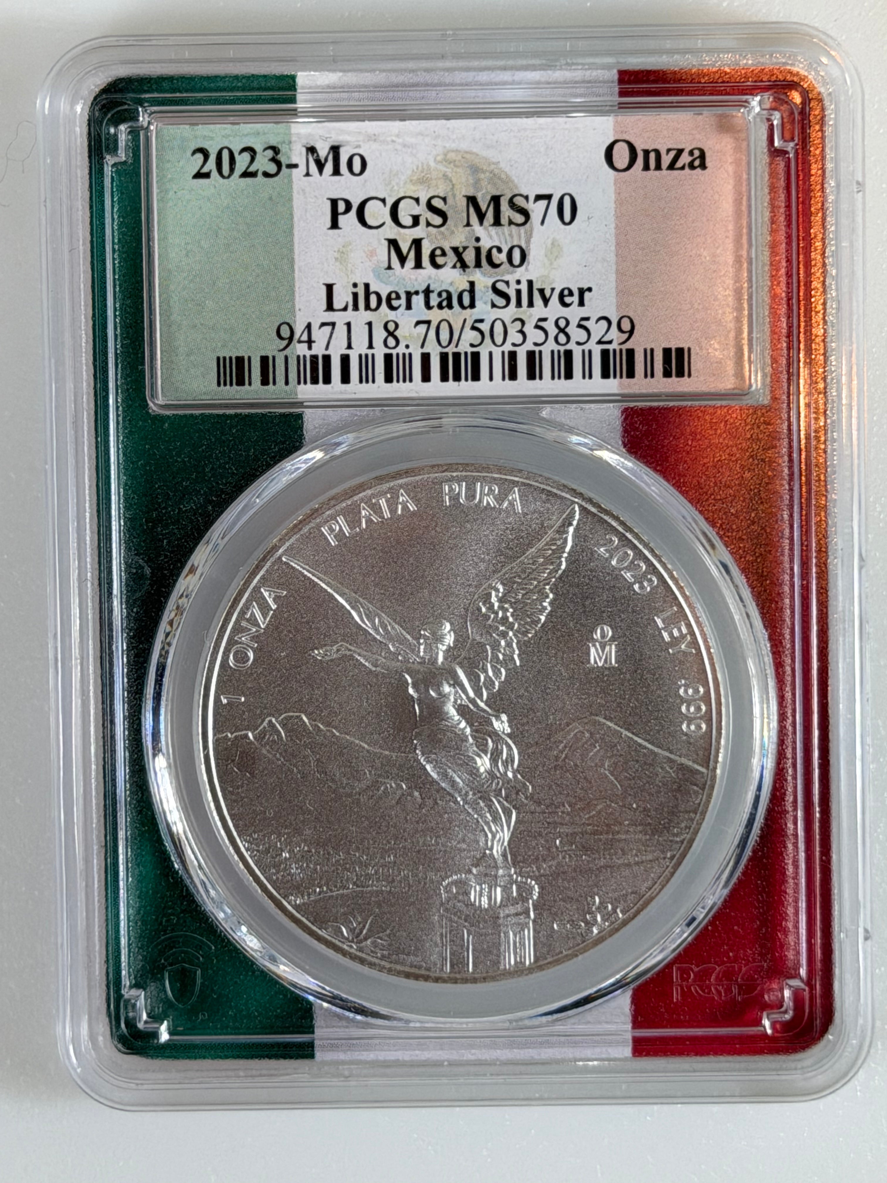 2023-Mo 1 oz Silver Mexico Libertad PCGS MS-70 FS