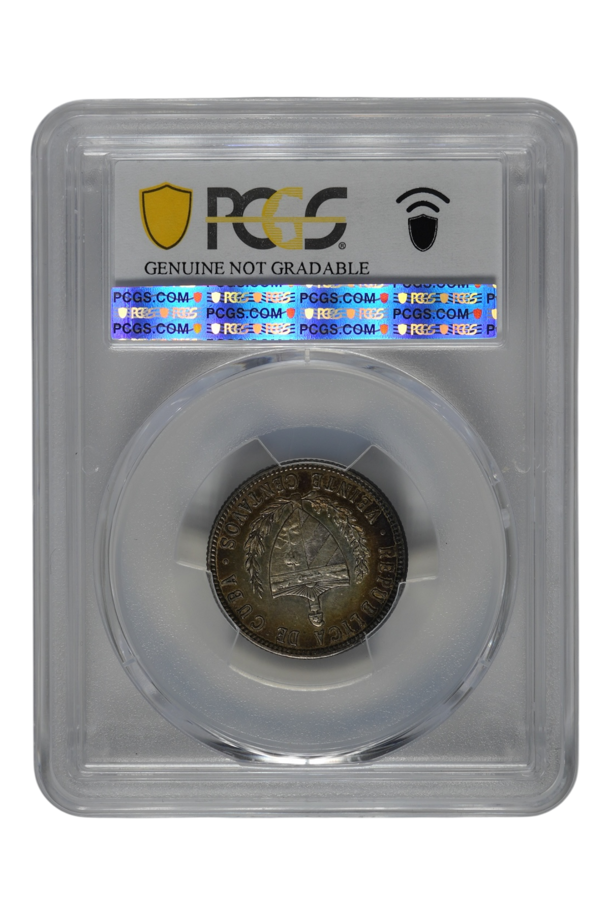 1915 0.1449 oz Silver Cuba 20 Centavos PCGS Genuine AU Detail