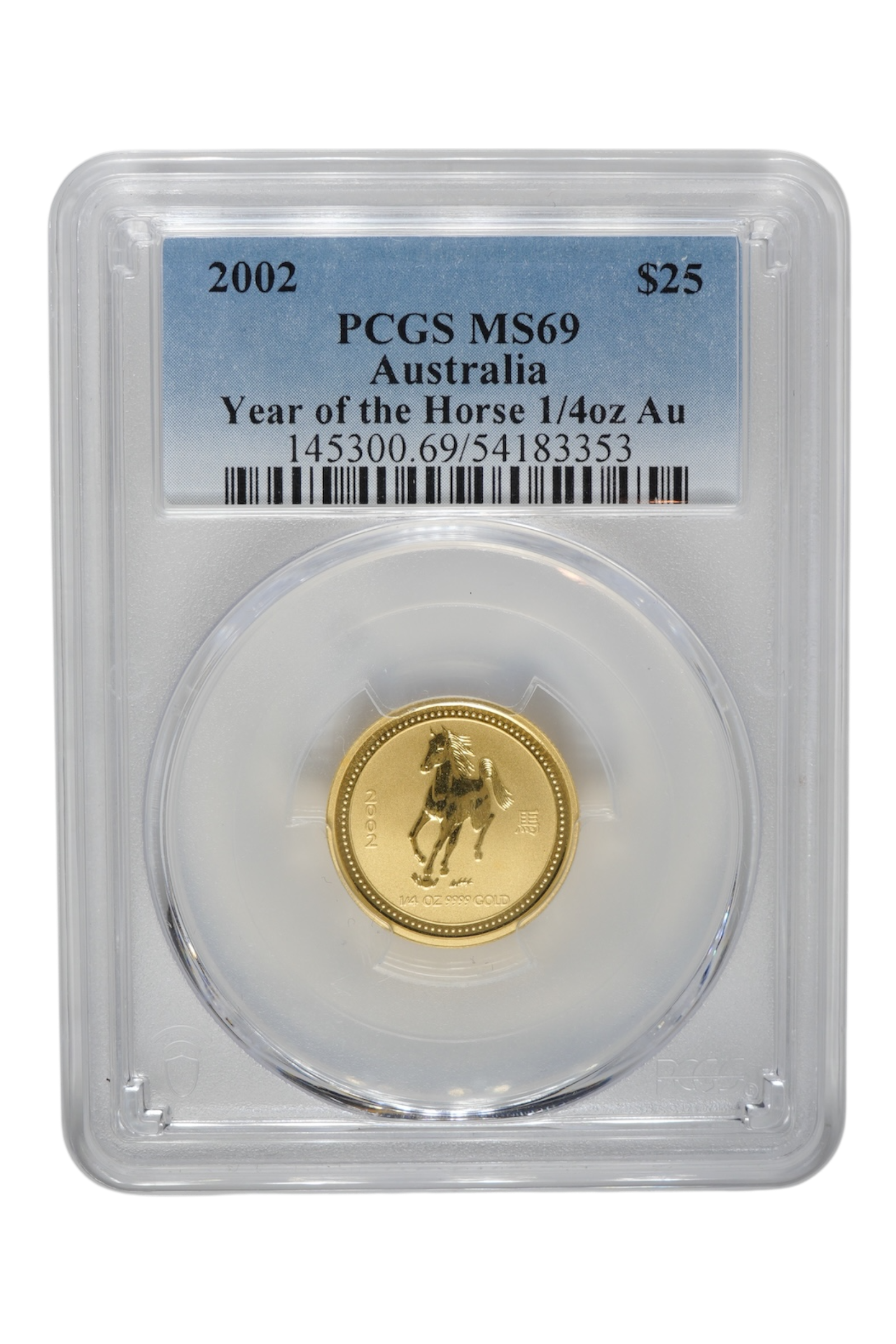2002 1/4 oz Gold Australia Lunar Horse PCGS MS-69