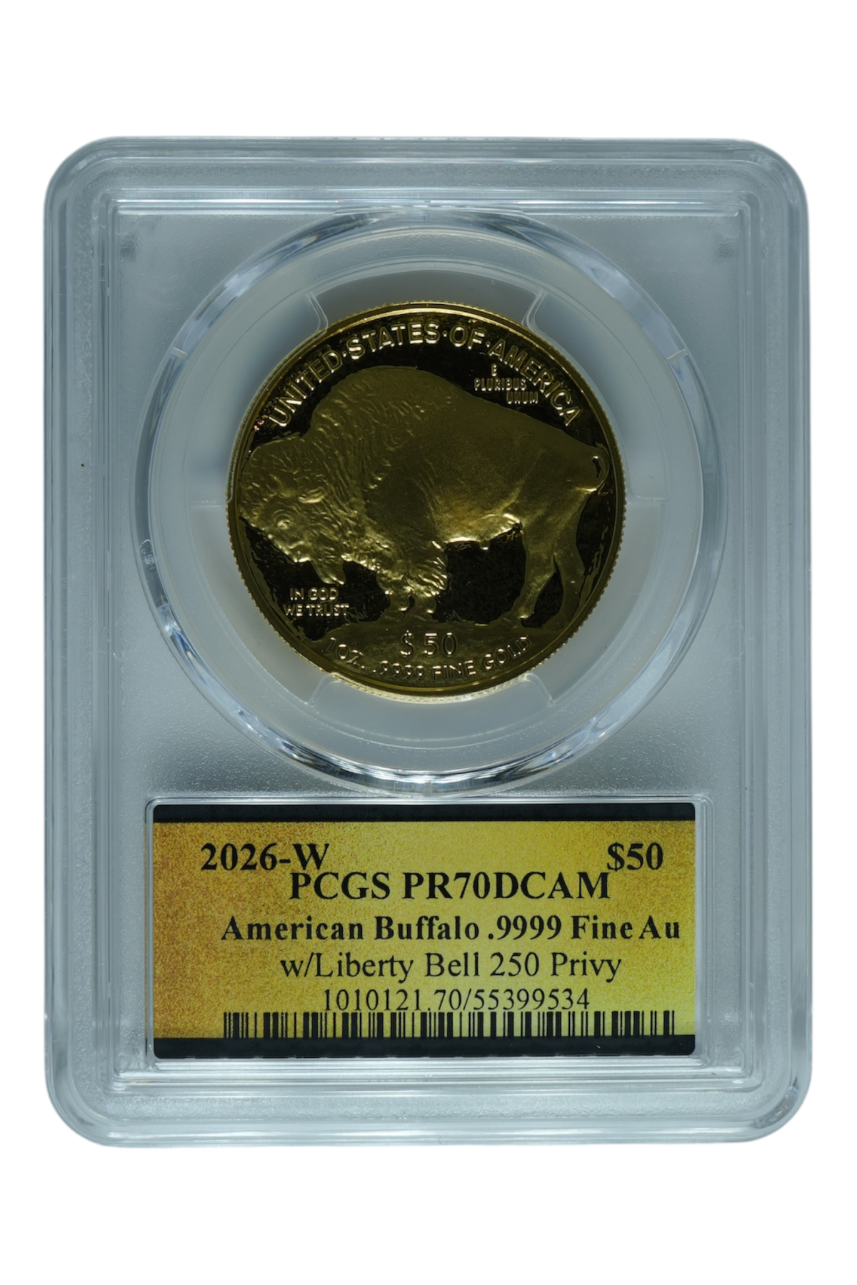 2026-W Gold Buffalo $50 Liberty Bell 250 Privy PCGS PR-70 DCAM