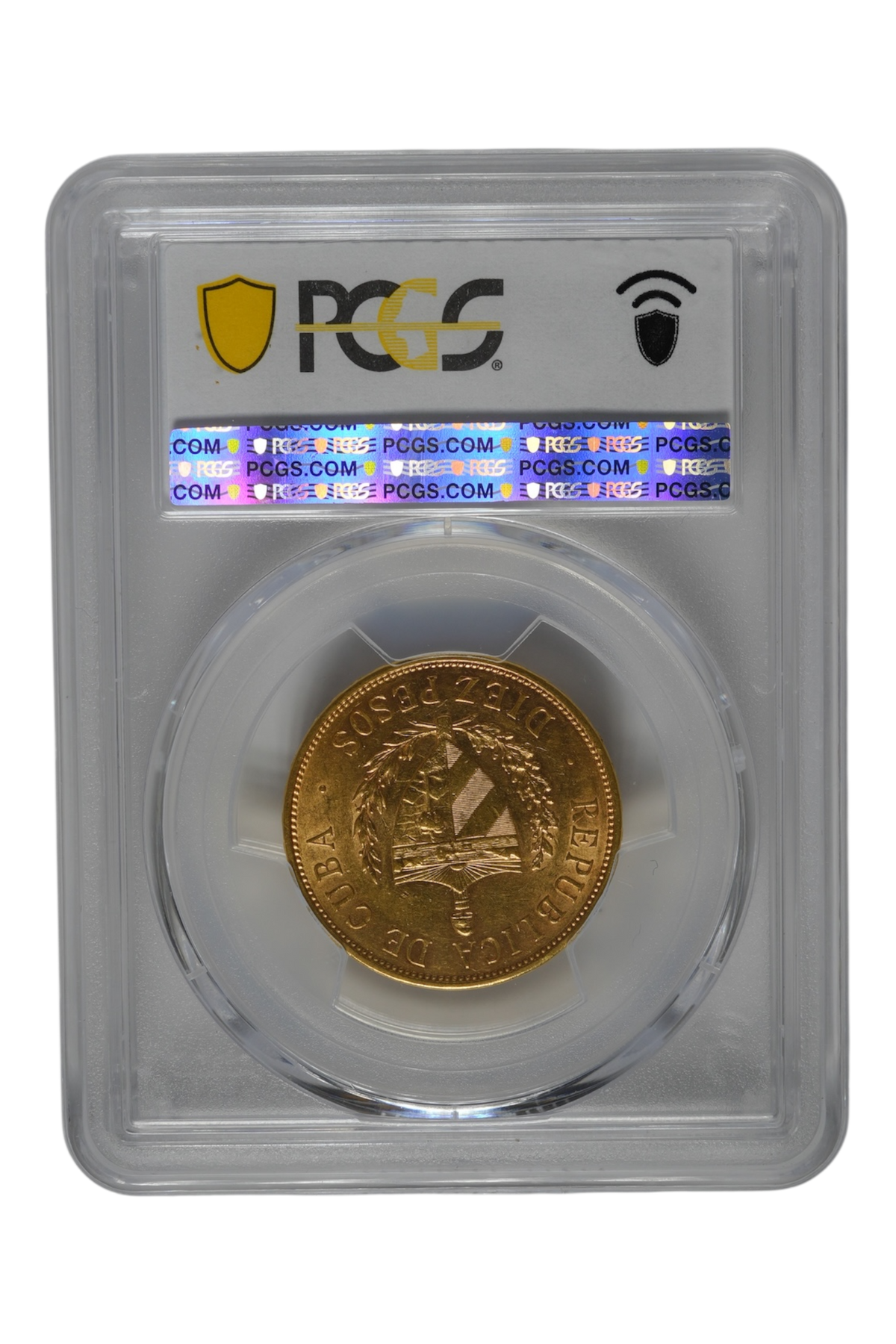 1916 0.4842 oz Gold Cuba 10 Pesos PCGS AU-58