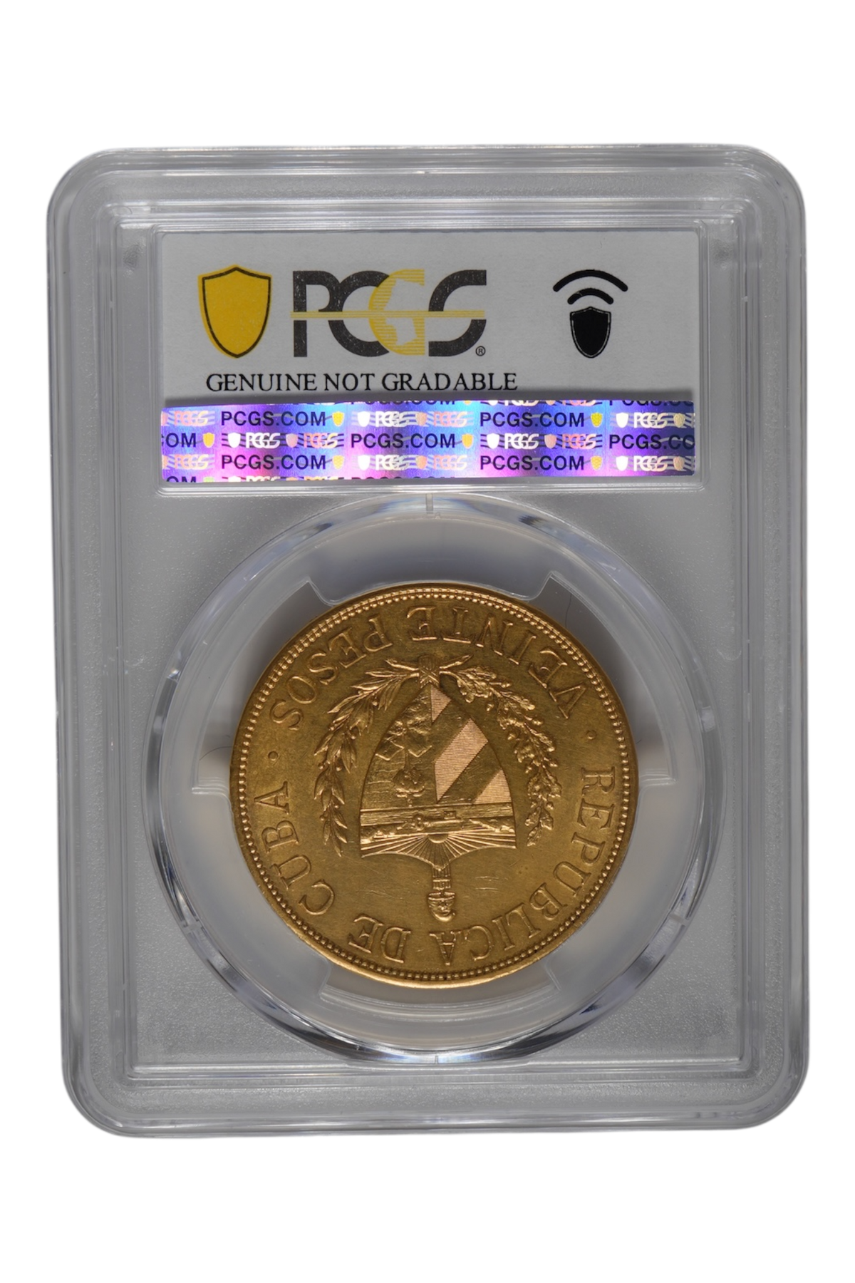 1915 Gold Cuba 20 Pesos PCGS AU Detail