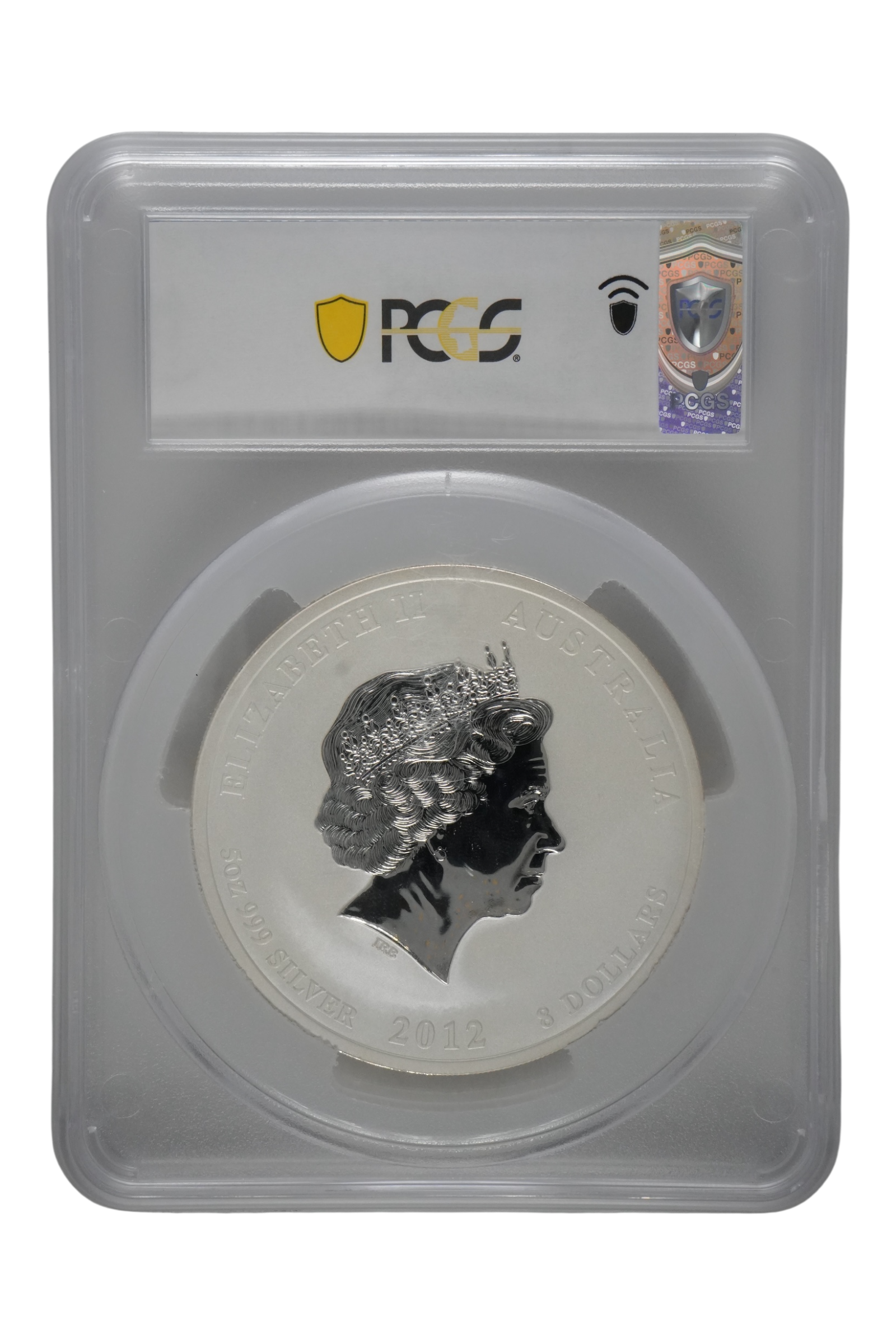 2012-P 4.9944 oz Silver Australia Lunar Dragon PCGS MS-70