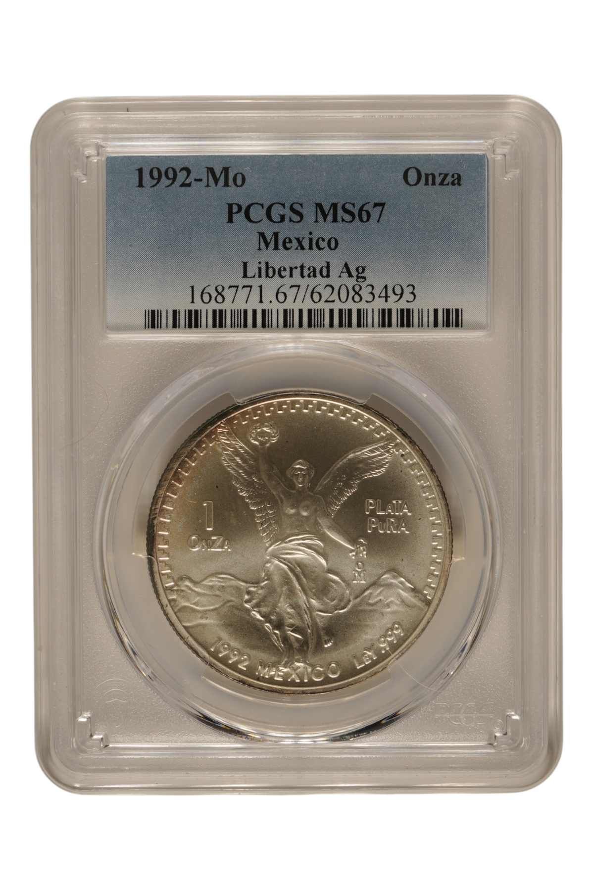 1992 1 oz Silver Mexico Libertad PCGS MS-67