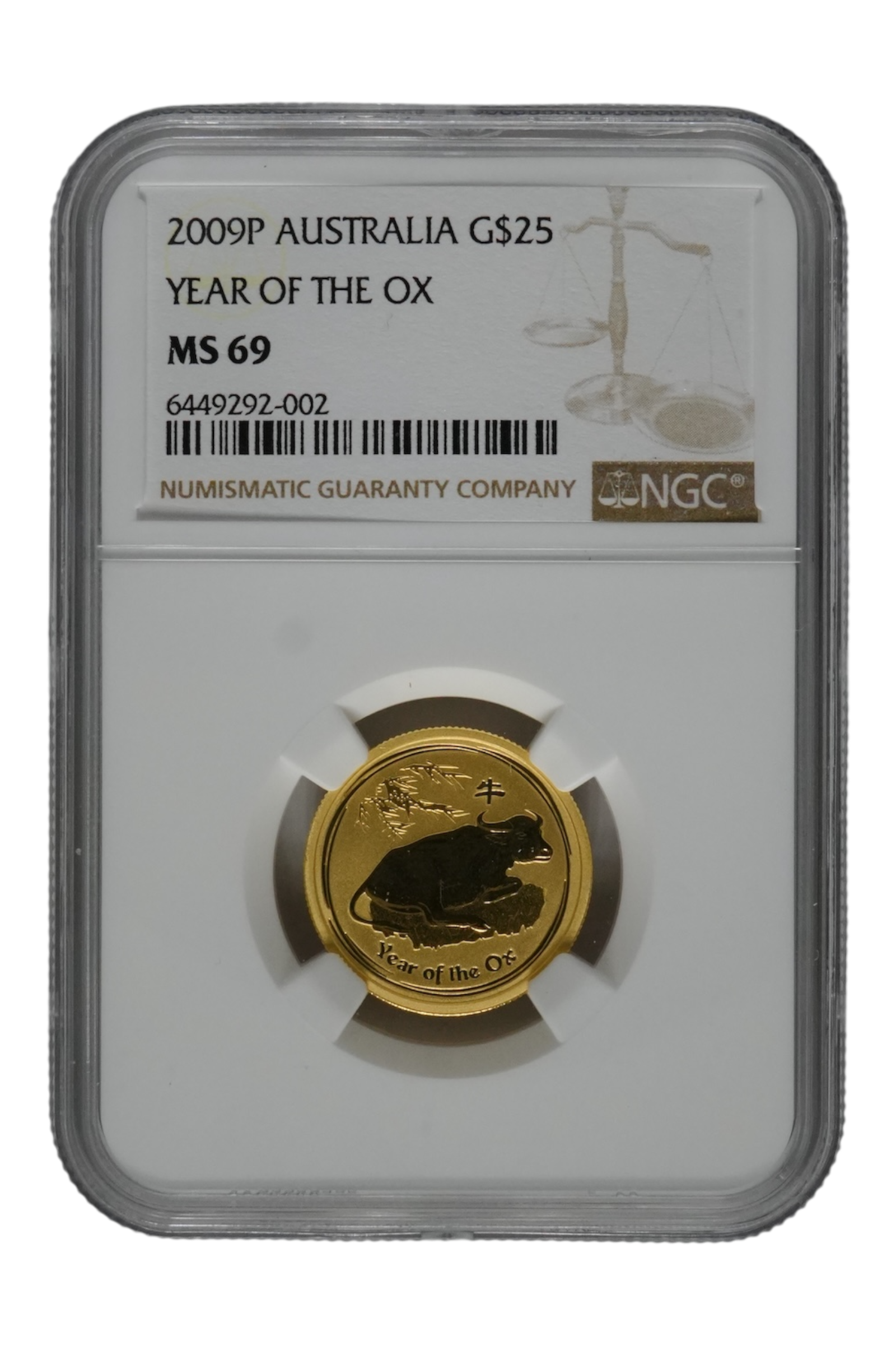 2009 1/4 oz Gold Australia Lunar Ox NGC MS 69