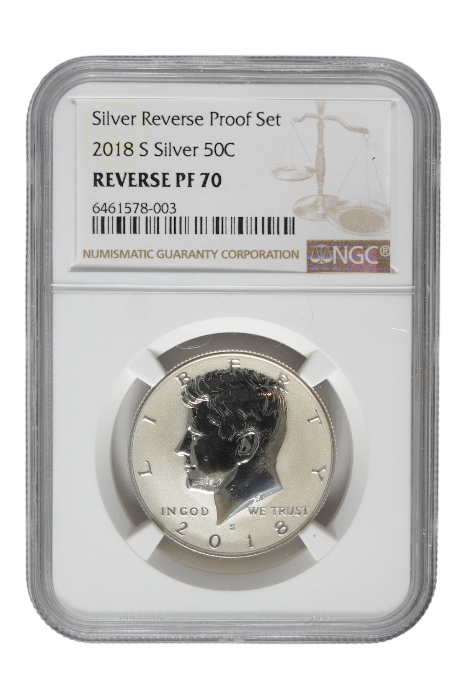 2018-S 0.3617 oz Silver Kennedy Half Dollar NGC PF 70 Rev Proof