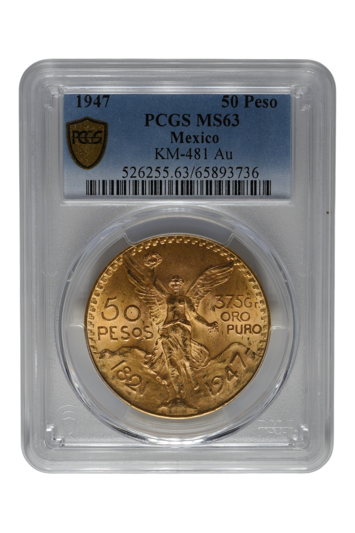 1947 Mexico Gold Centenario 50 Pesos PCGS MS 63