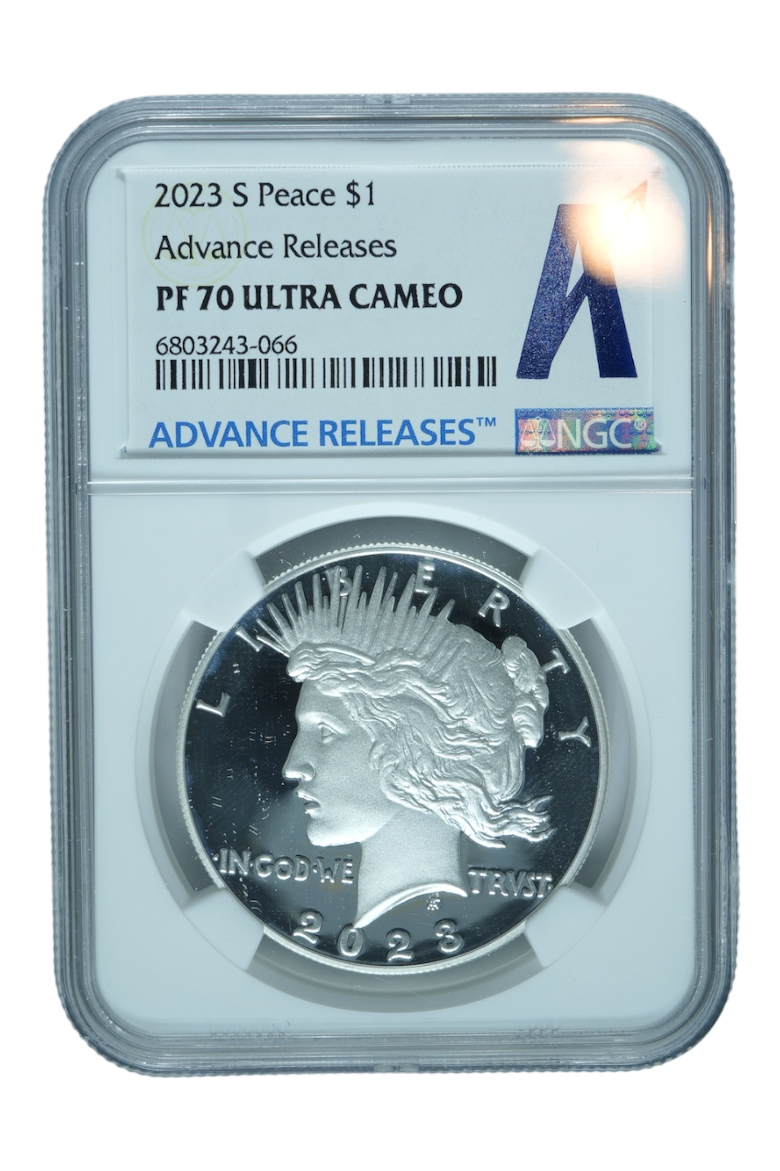 2023-S 0.858 oz Silver Peace Dollar NGC PF 70 UC AR