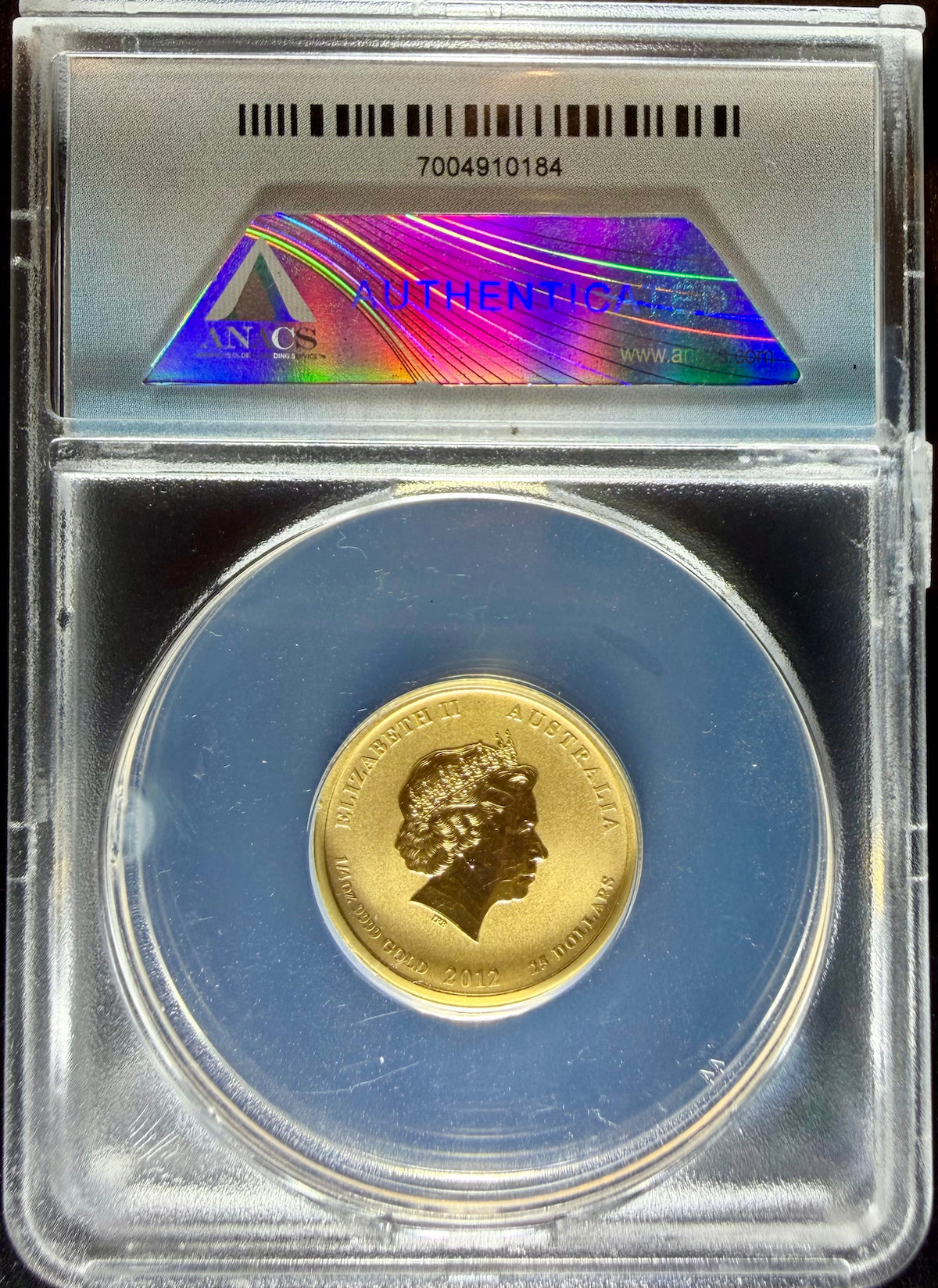 2012 1/4 oz Gold Australia Lunar Dragon ANACS MS70 DCAM