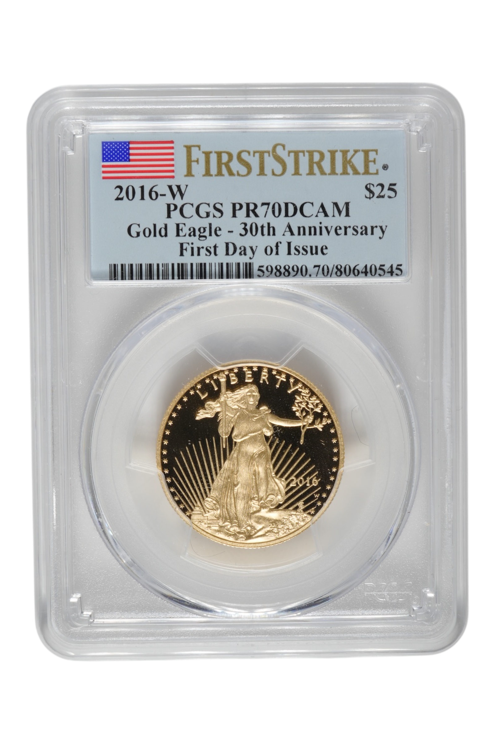 2016-W 0.5 oz American Gold Eagle PCGS PR 70 DCAM FDI