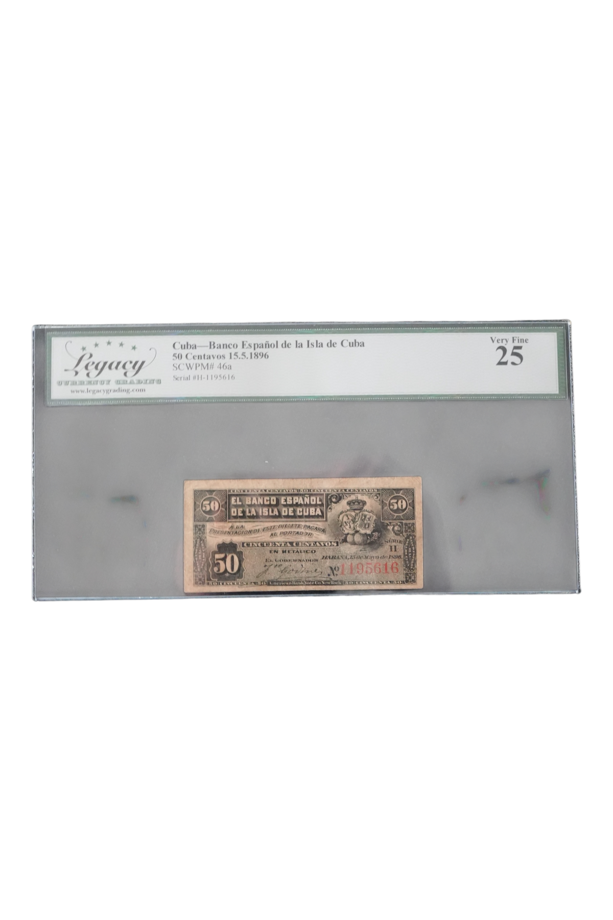 1896 Cuba Banknote 50 Centavos Legacy VF-25