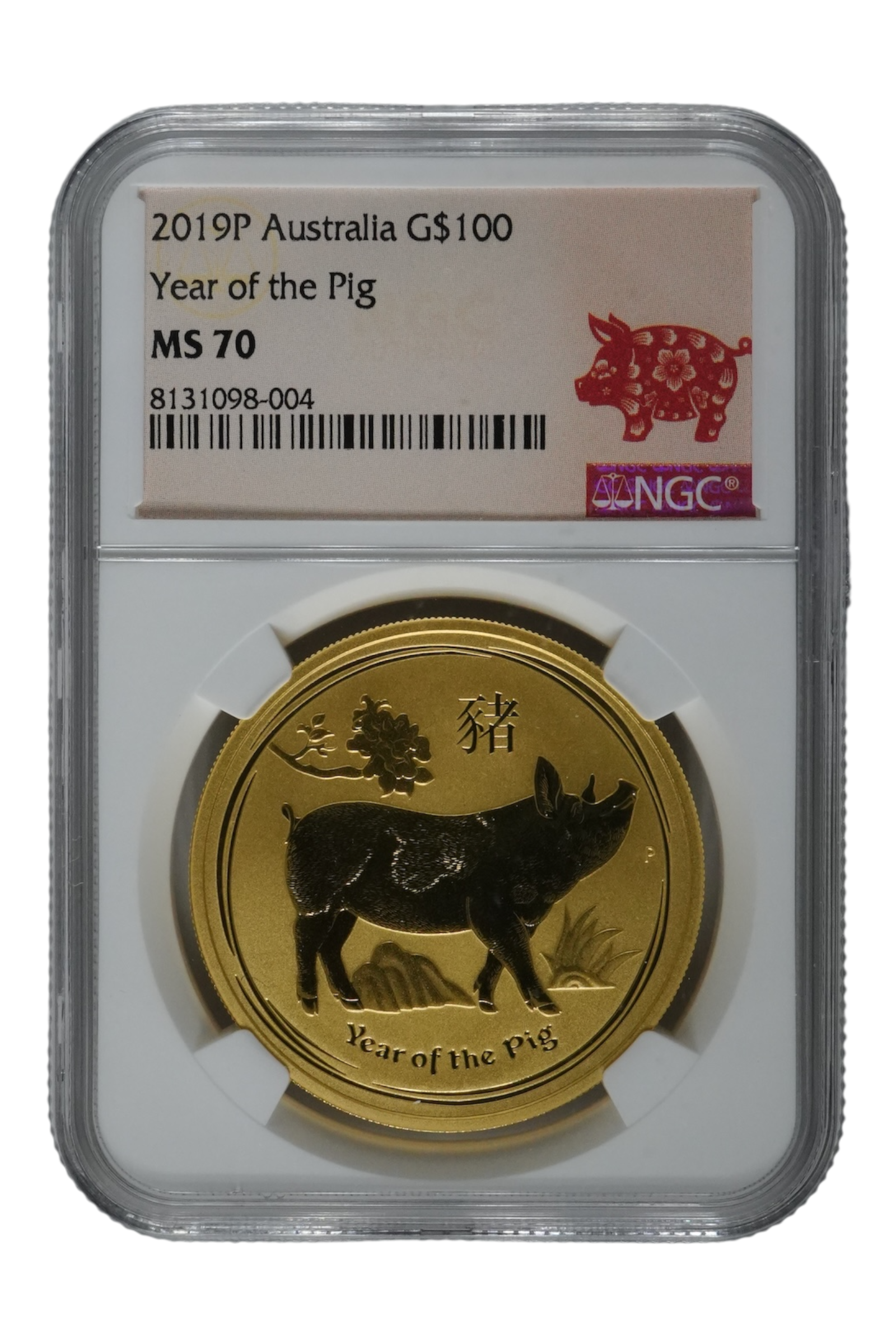 2019 1 oz Gold Australia Lunar Pig NGC MS 70