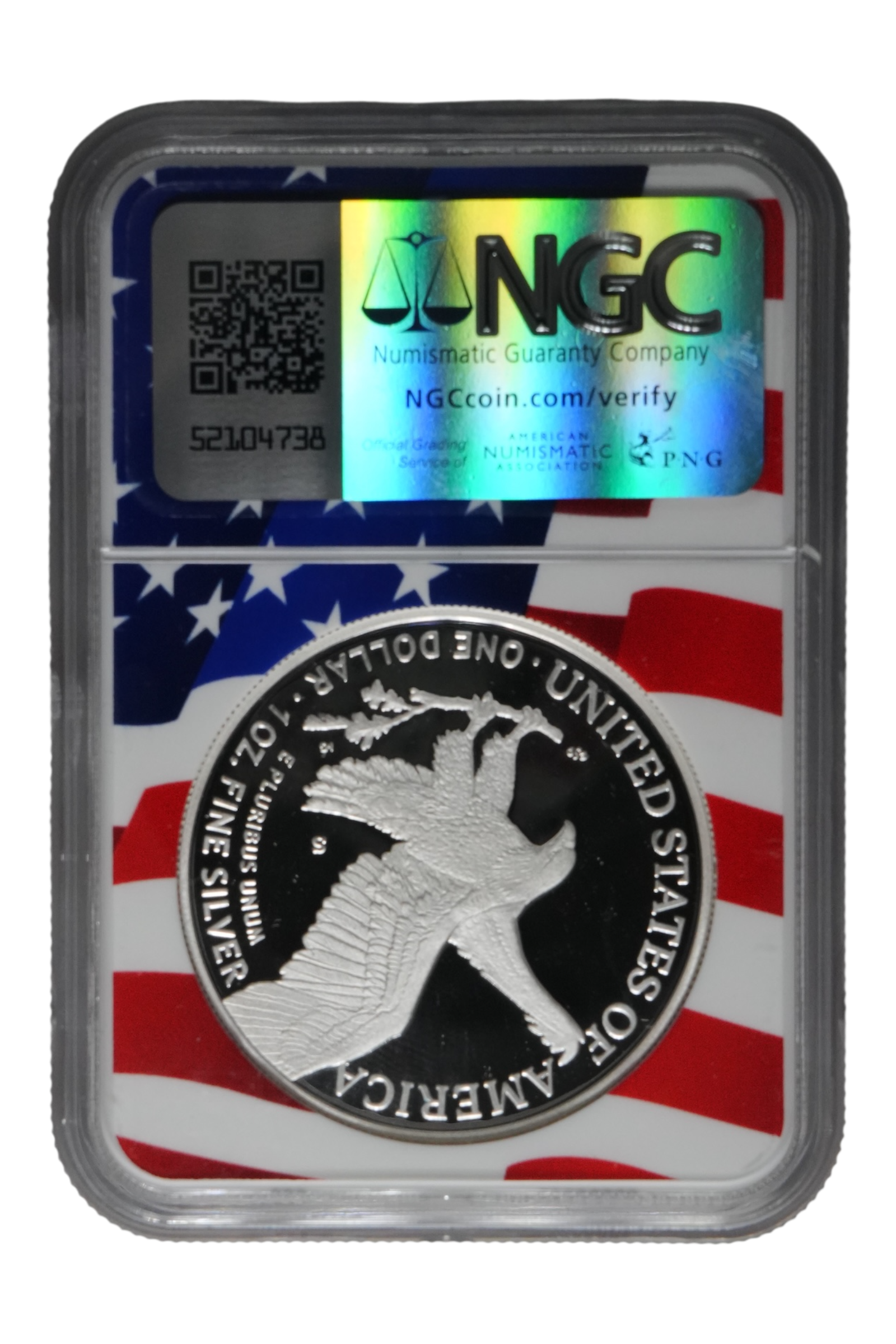 2024-S 1 oz American Silver Eagle NGC PF 70 UCAM FDI Flag Picture Frame
