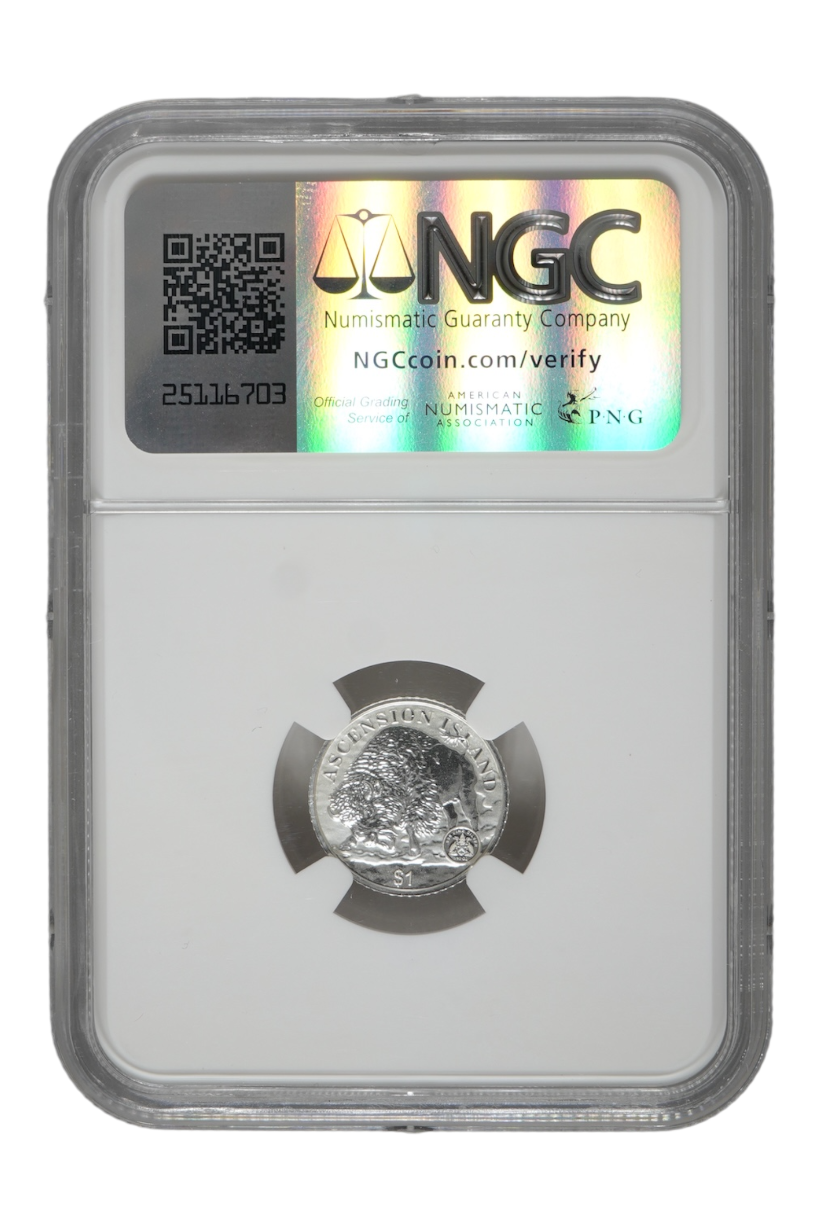 2024 1/10 oz Silver Ascension Island Damstra Buffalo NGC Proof-70 Reverse Proof