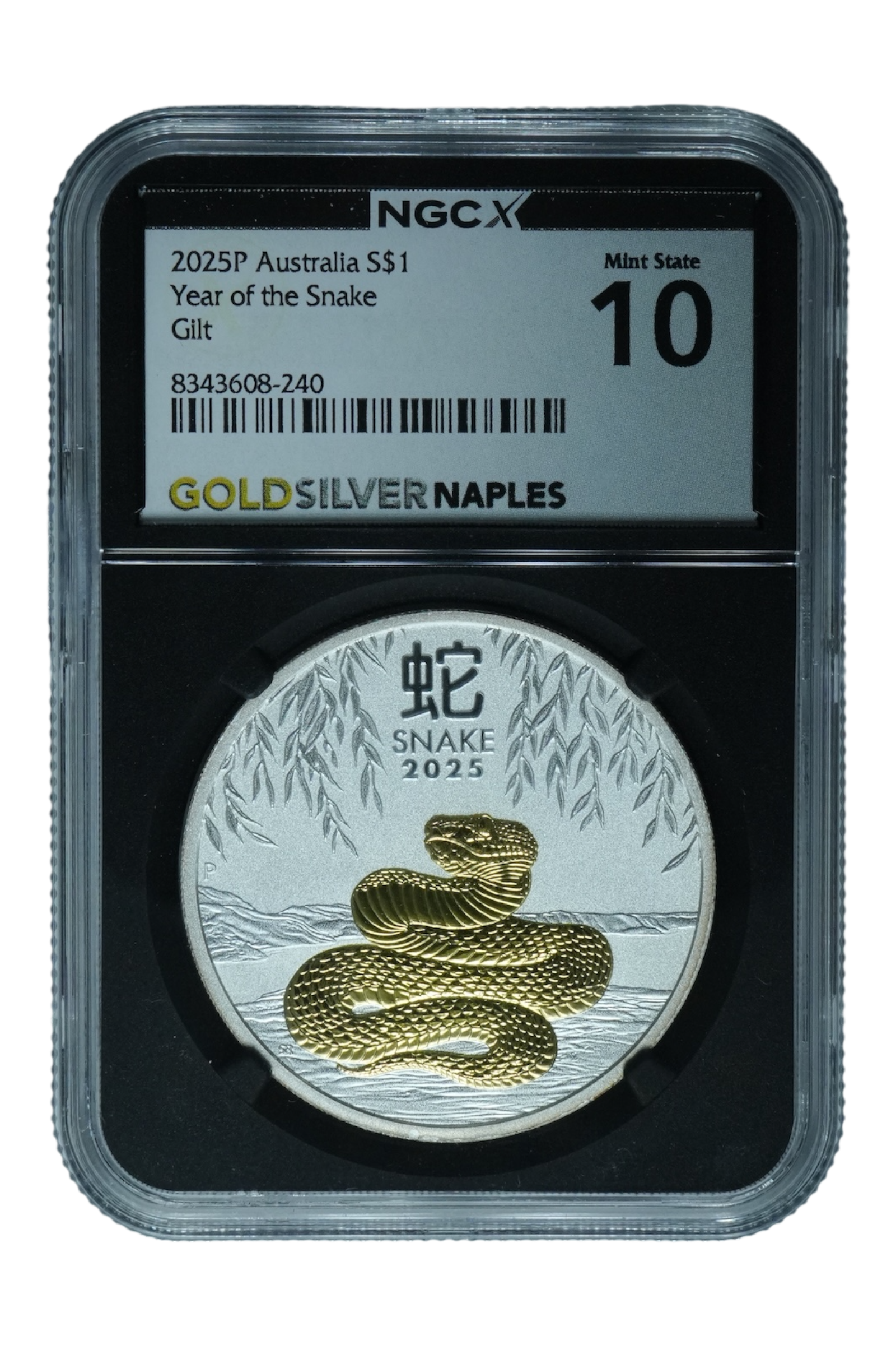 2025-P 1 oz Silver Australia Lunar Snake NGCX MS-10 Gilt