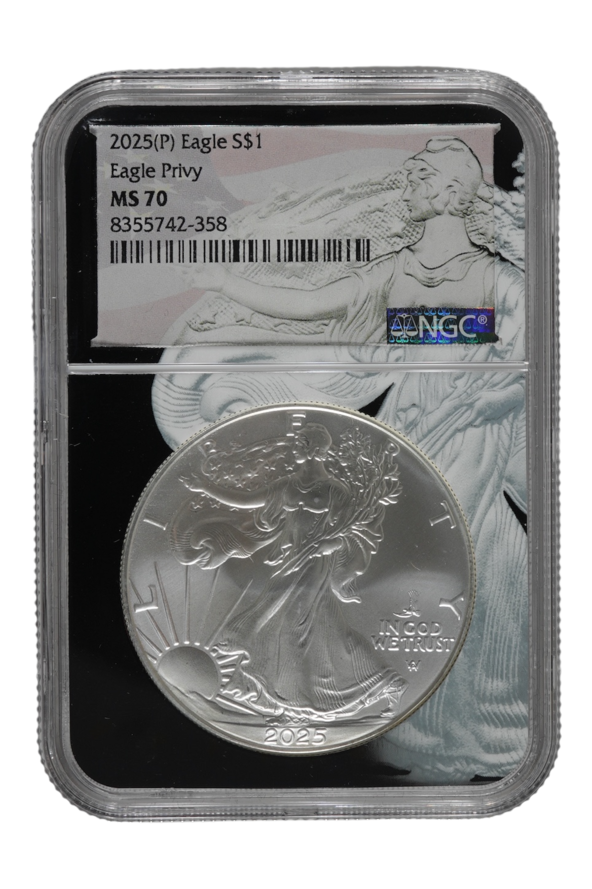 2025-(P) 1 oz American Silver Eagle Eagle Privy NGC MS 70
