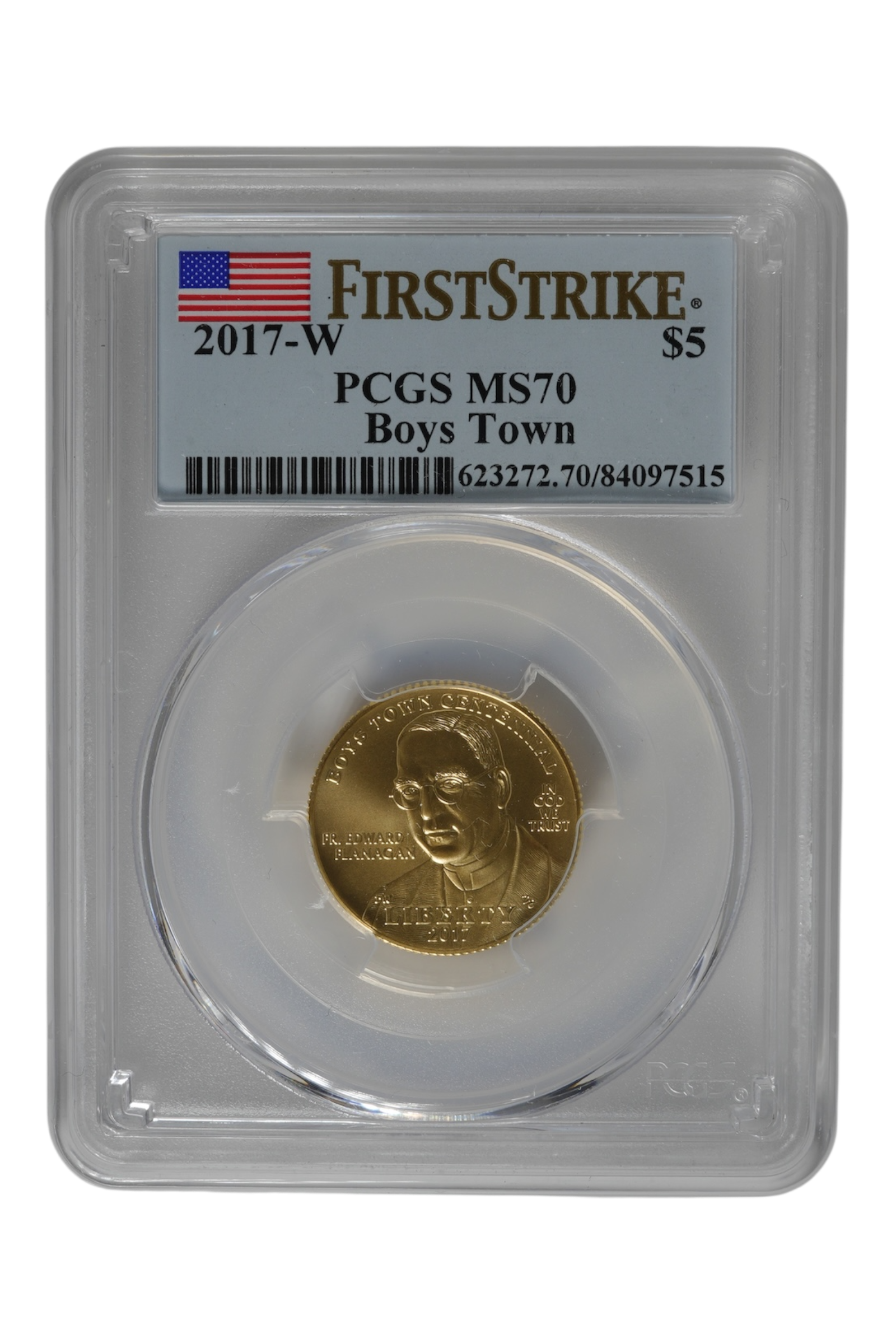 2017 0.2419 oz Gold United States Boys Town Centennial PCGS MS-70 FS