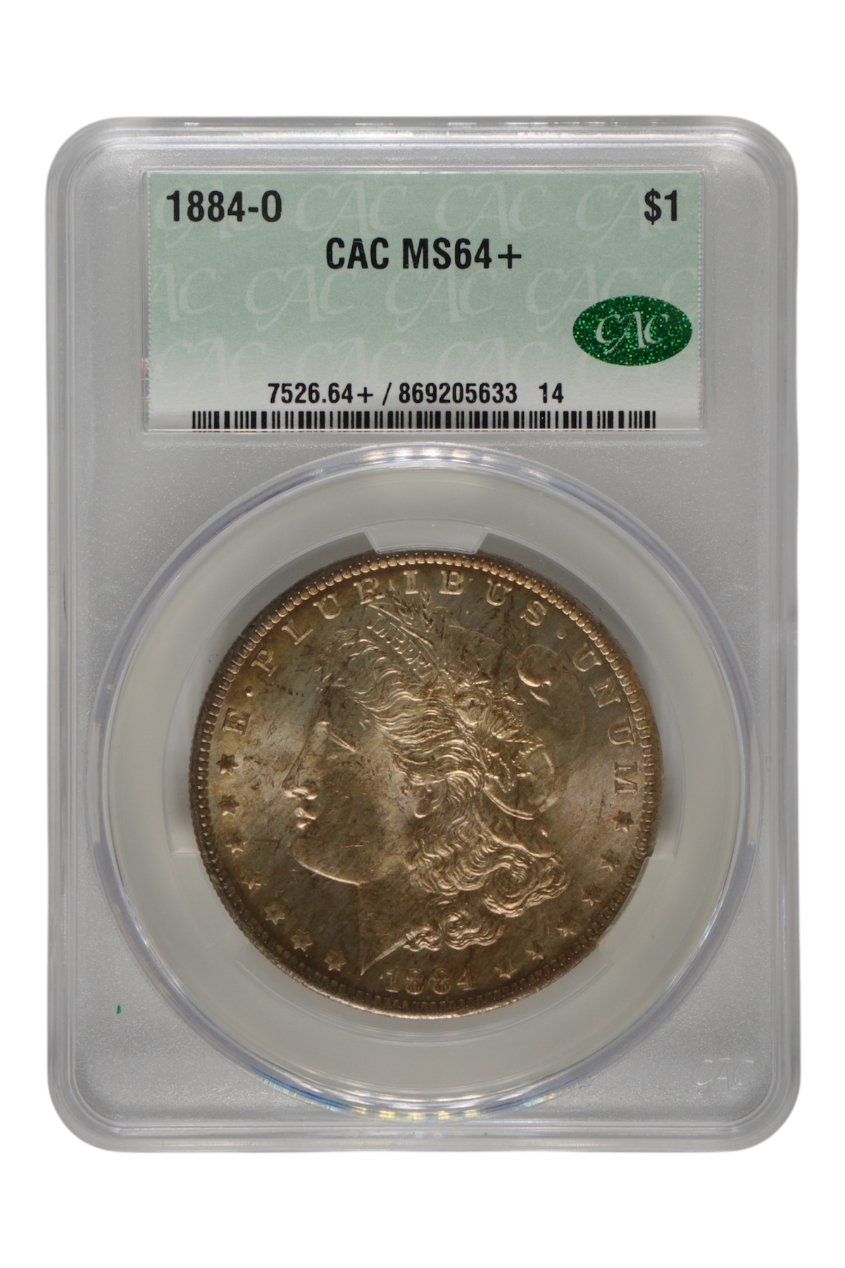 1884-O Morgan Silver Dollar CACG MS 64+ (Toned)