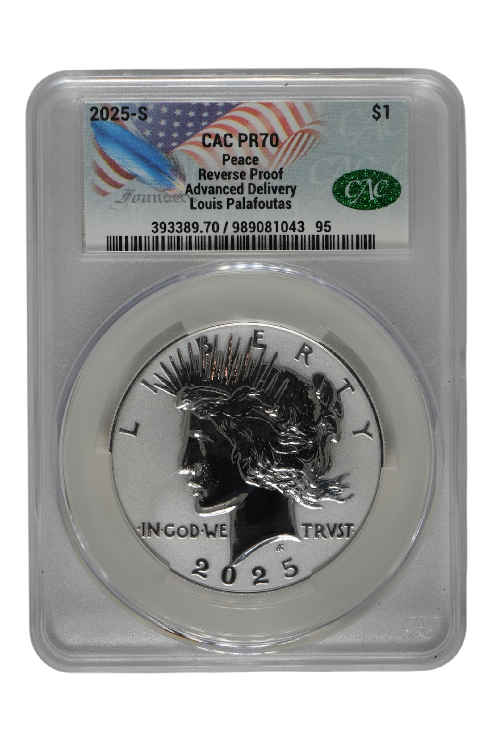 2025 0.8591 oz Silver United States Peace Dollar CACG PR-70 RP