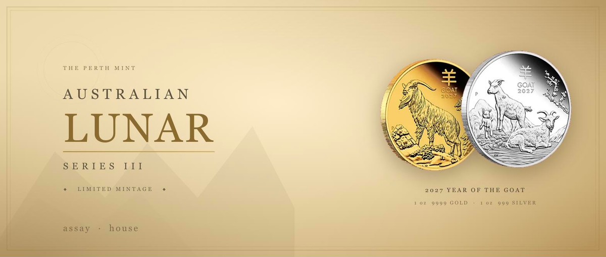 2027 Australian Lunar Series III Year of the Goat gold and silver coins